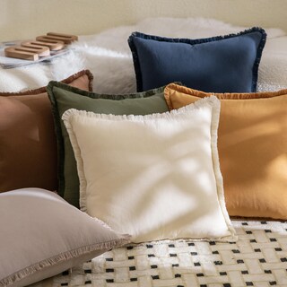 Foto 5 | Fundas De Almohada Mandioo De Algodón Neutro Con Flecos De 40 X 60 Cm, Color Azul Marino - Venta Internacional.
