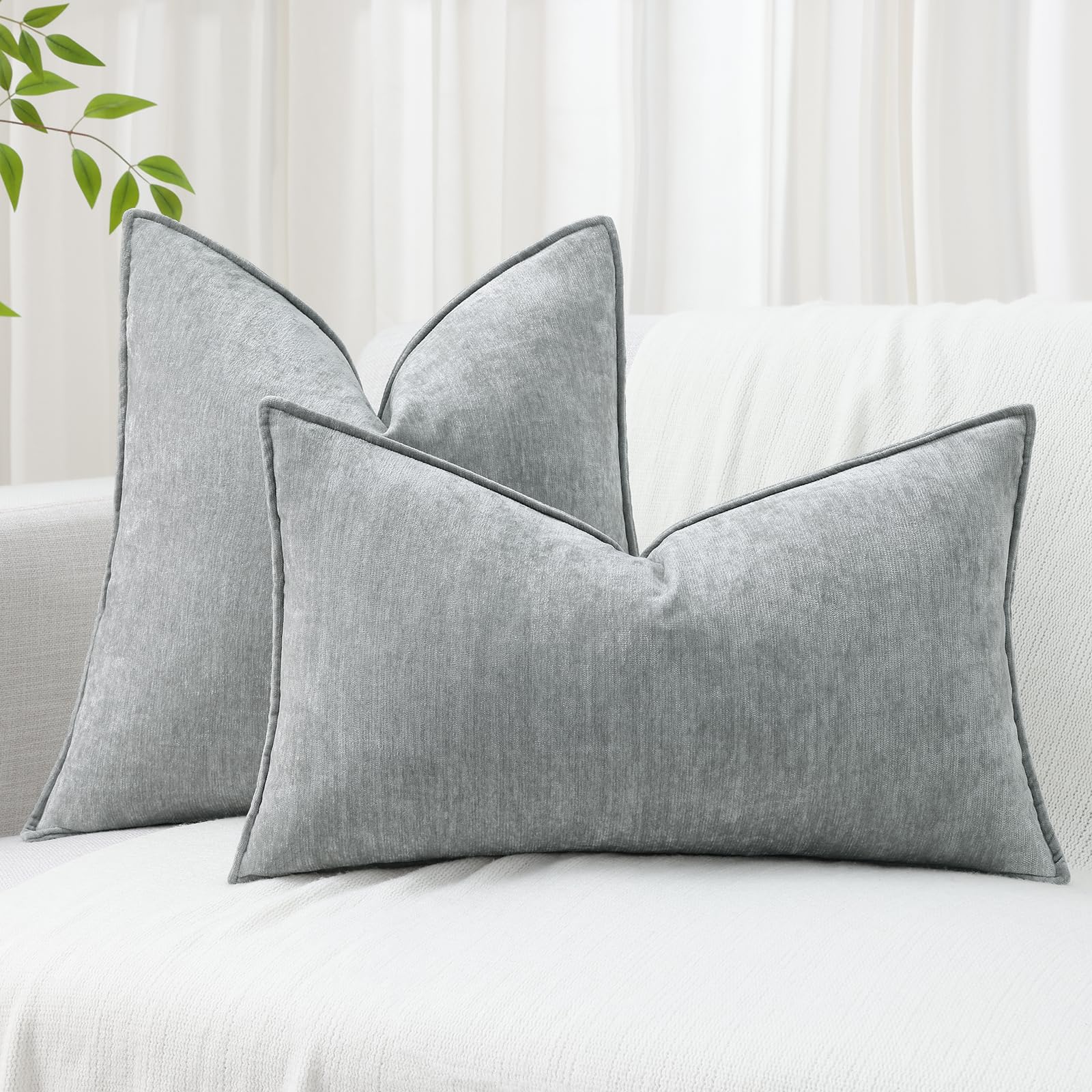 Foto 8 pulgar | Juego De 2 Fundas De Cojín Decoruhome, 22 X 22, Color Gris Definitivo - Venta Internacional.