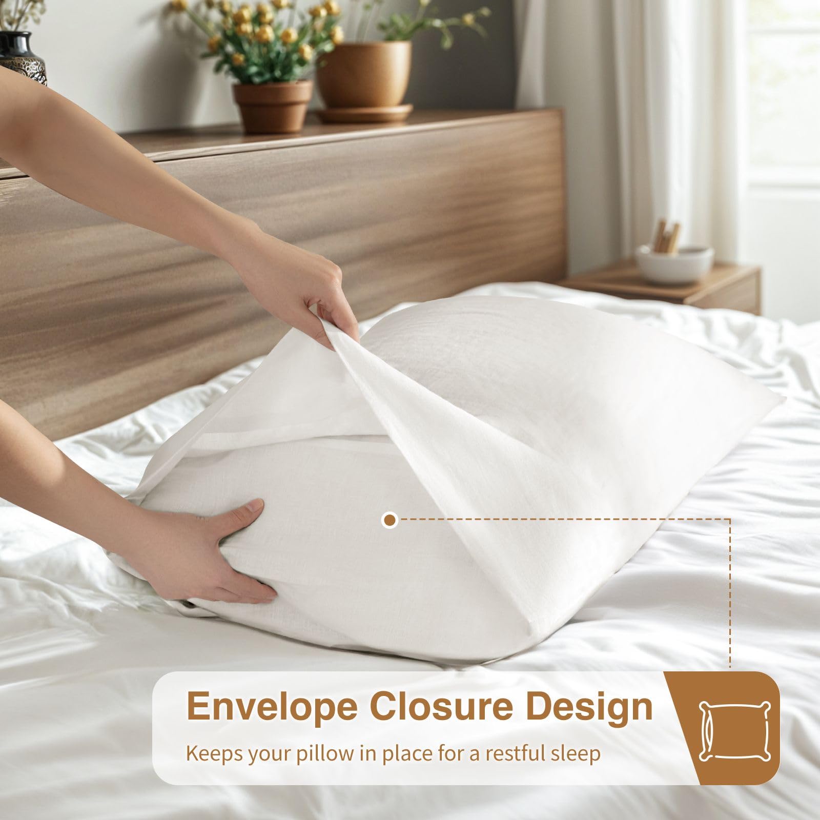 Foto 4 pulgar | Juego De Fundas De Almohada Sonoro Kate 100% Lino Francés, 20 X 30 Cm, Blanco, X2 - Venta Internacional.