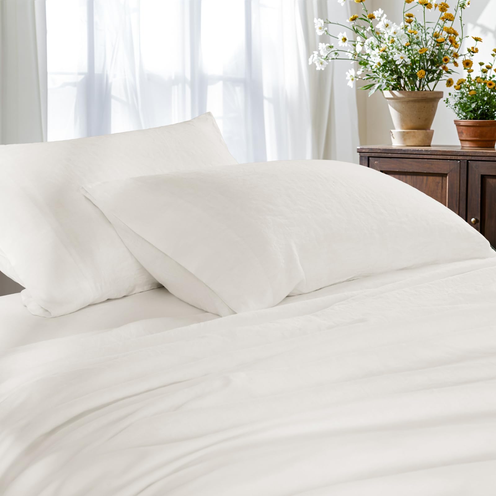 Foto 7 | Juego De Fundas De Almohada Sonoro Kate 100% Lino Francés, 20 X 30 Cm, Blanco, X2 - Venta Internacional.