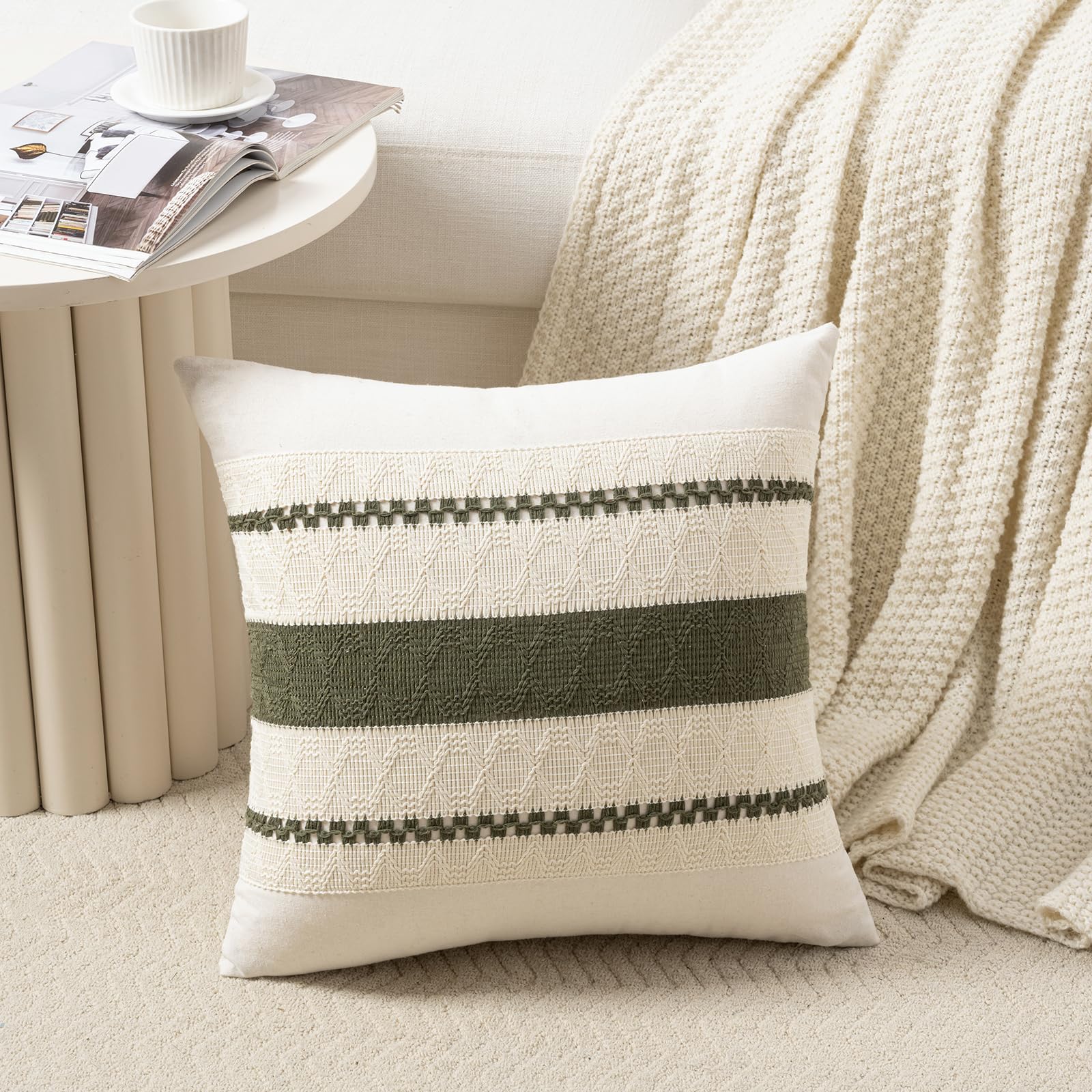 Foto 3 pulgar | Funda De Almohada Fancy Homi Boho, Verde Musgo, 66 X 66 Cm, Juego De 2 - Venta Internacional.