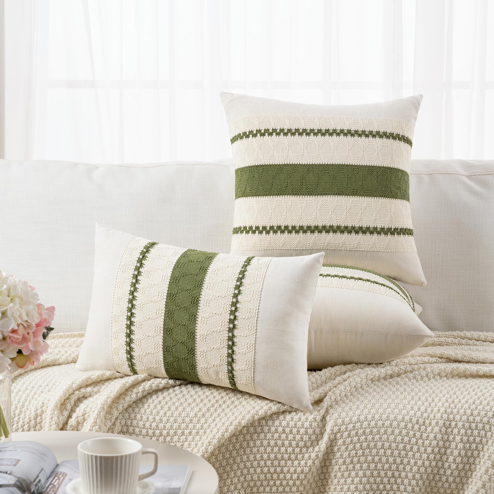 Foto 6 pulgar | Funda De Almohada Fancy Homi Boho, Verde Musgo, 66 X 66 Cm, Juego De 2 - Venta Internacional.