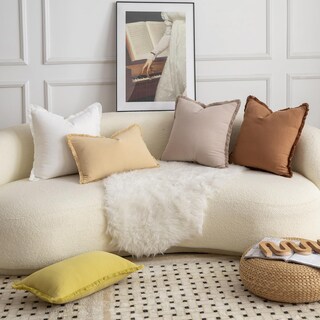 Foto 6 | Fundas De Almohada Mandioo De Algodón Neutro Con Flecos De 40 X 60 Cm, Color Caqui (2) - Venta Internacional.