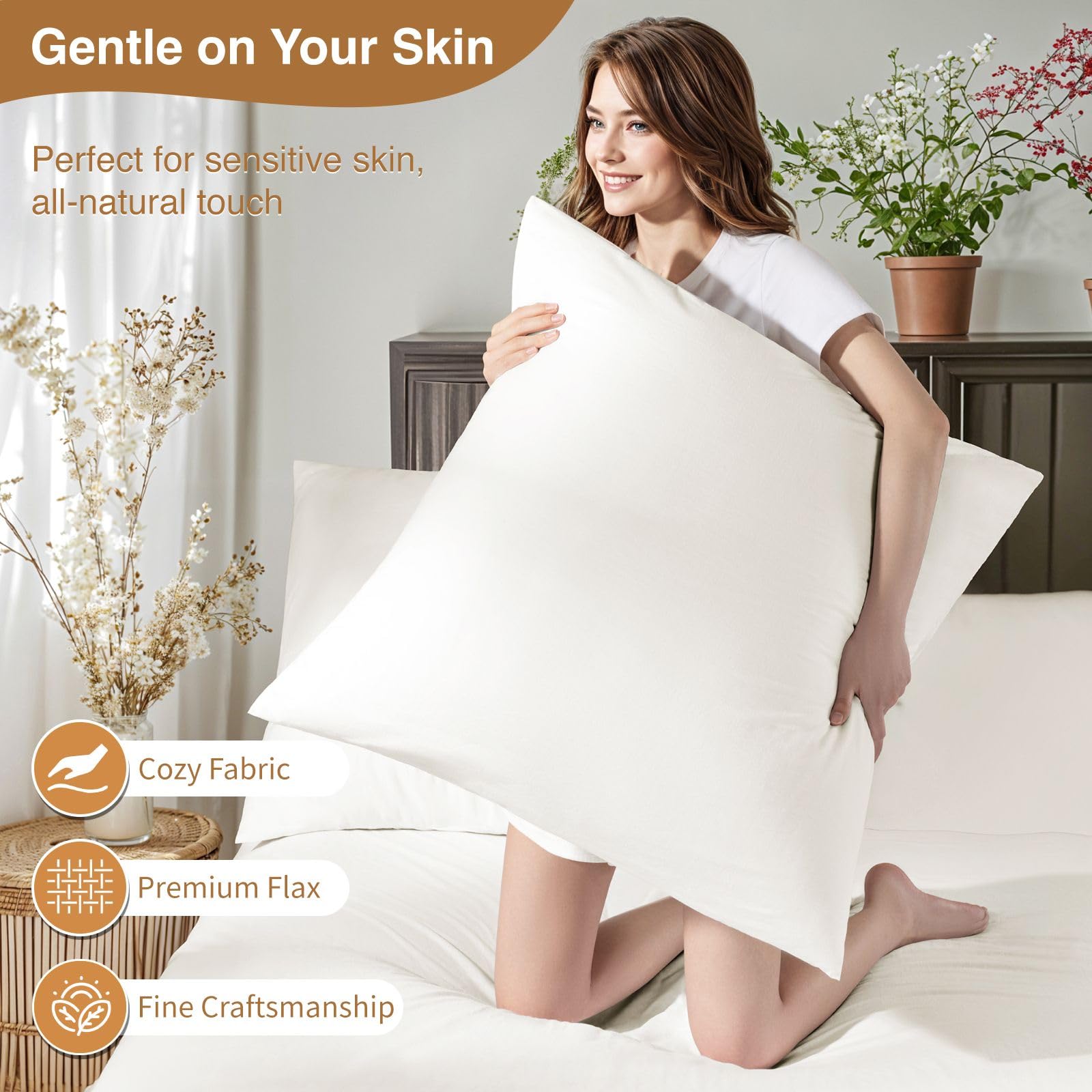 Foto 4 | Funda De Almohada Sonoro Kate 100% Lino Francés De 26 X 26 Cm, Paquete De 2 - Venta Internacional.
