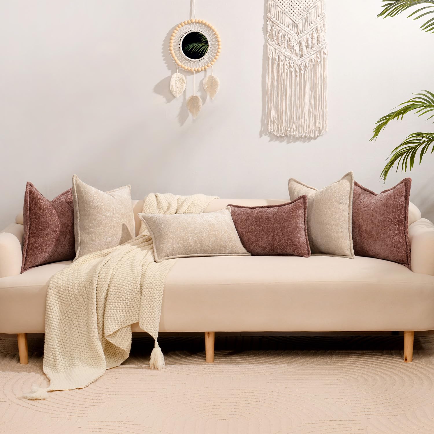 Foto 7 | Fundas De Cojín Decorativas Dezene, Felpilla, Color Beige, 40 X 40 Cm - Venta Internacional.