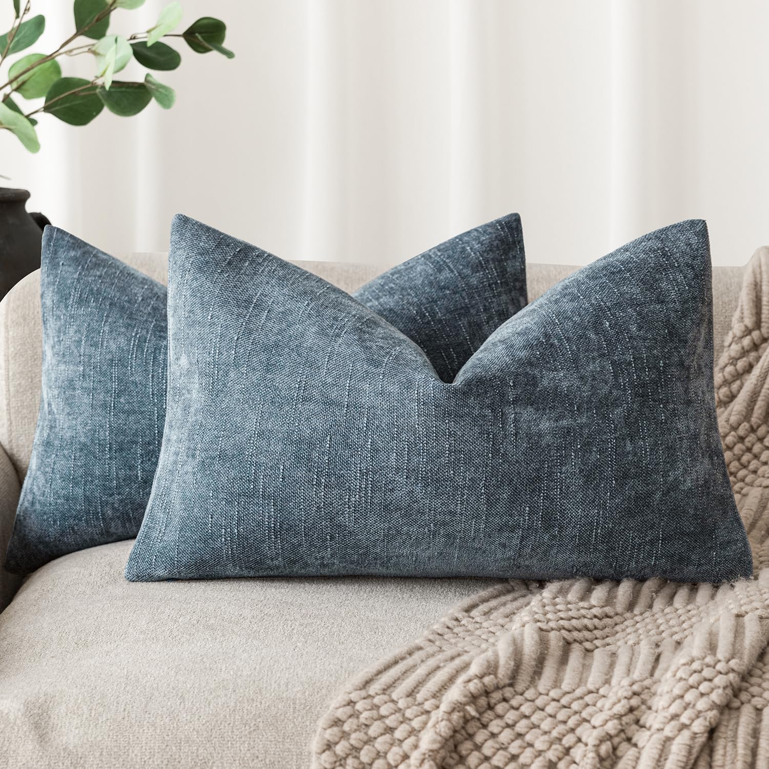 Foto 1 | Funda De Almohada Foindtower De Felpilla Texturizada, 30 X 50 Cm, Azul (paquete De 2) - Venta Internacional.