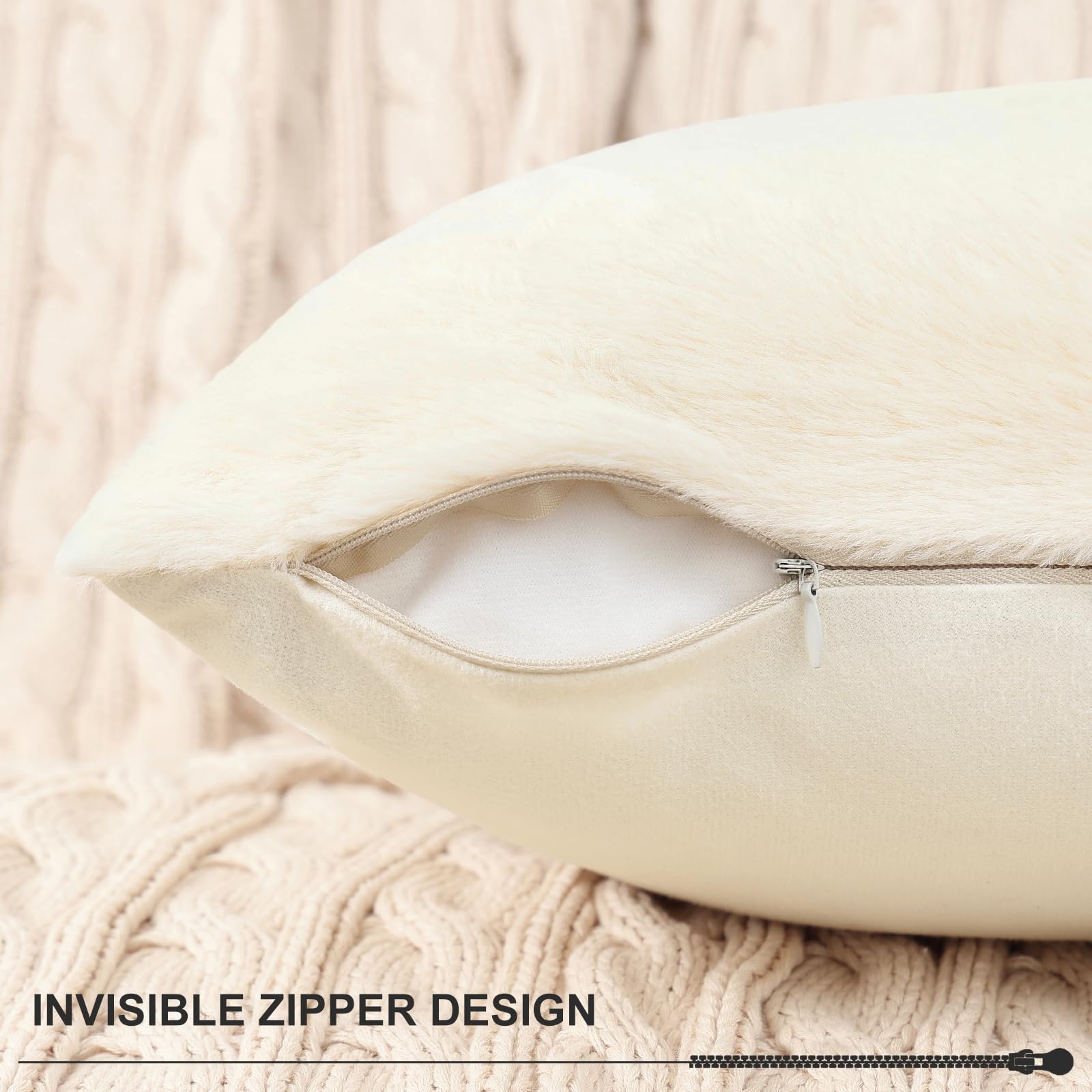 Foto 3 pulgar | Fundas De Cojín Pallene De Piel Sintética De Felpa, 50,8 X 50,8 Cm, Color Beige - Venta Internacional.
