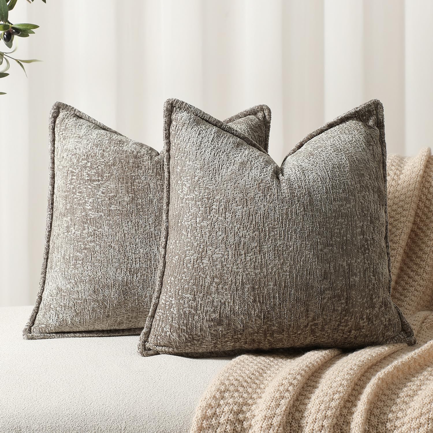 Juego De 2 Fundas De Cojín Dezene, Felpilla, Color Gris, 40 X 40 Cm - Venta Internacional.