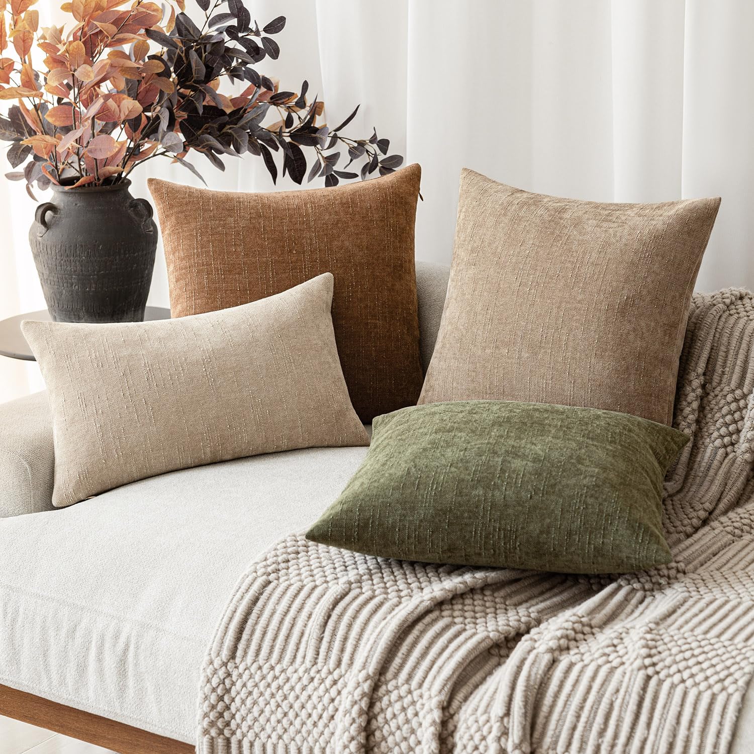 Foto 7 | Fundas De Almohada Foindtower De Felpilla Texturizada, 30 X 50 Cm, Color Crema Camel - Venta Internacional.