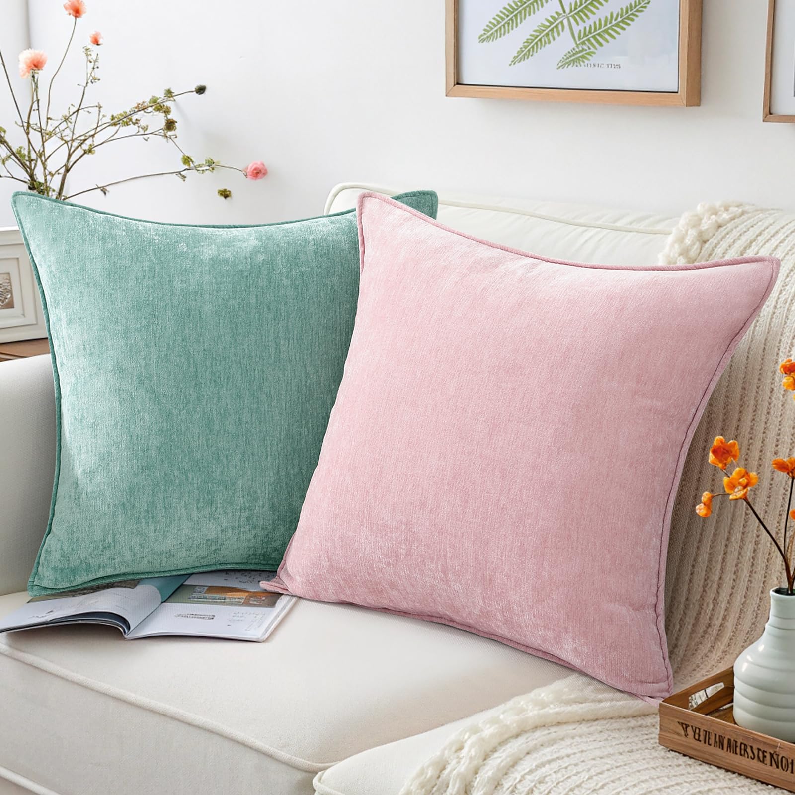 Foto 4 | Juego De 2 Fundas De Cojín Decoruhome Spring De Felpilla, 30 X 50 Cm - Venta Internacional.