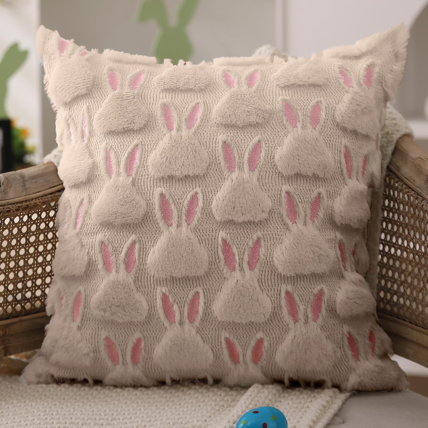 Foto 4 pulgar | Fundas De Almohada Dfxsz Para Pascua, 40 X 40 Cm, Juego De 2 Orejas Rosas, Color Beige - Venta Internacional.