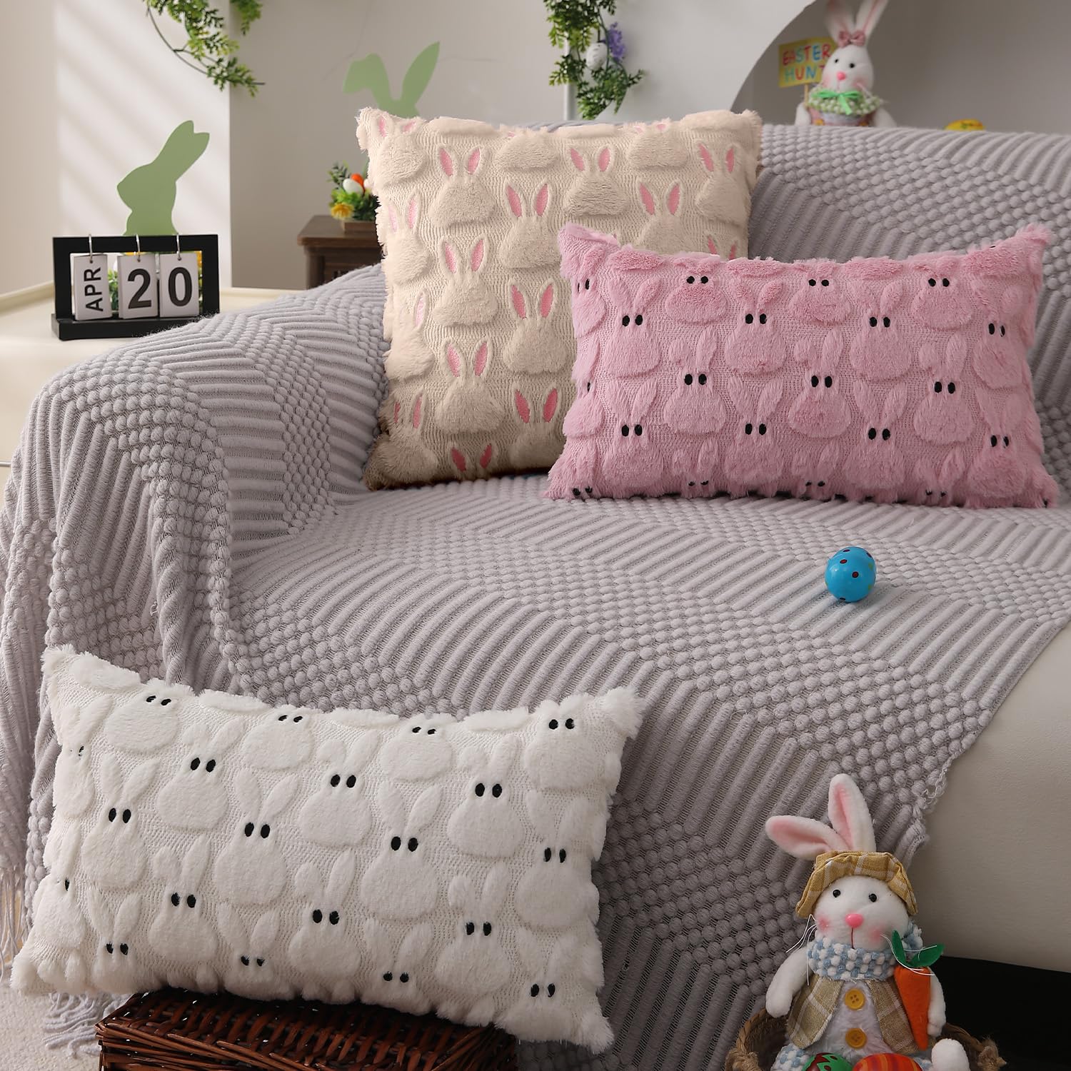 Foto 5 pulgar | Fundas De Almohada Dfxsz Para Pascua, 40 X 40 Cm, Juego De 2 Orejas Rosas, Color Beige - Venta Internacional.