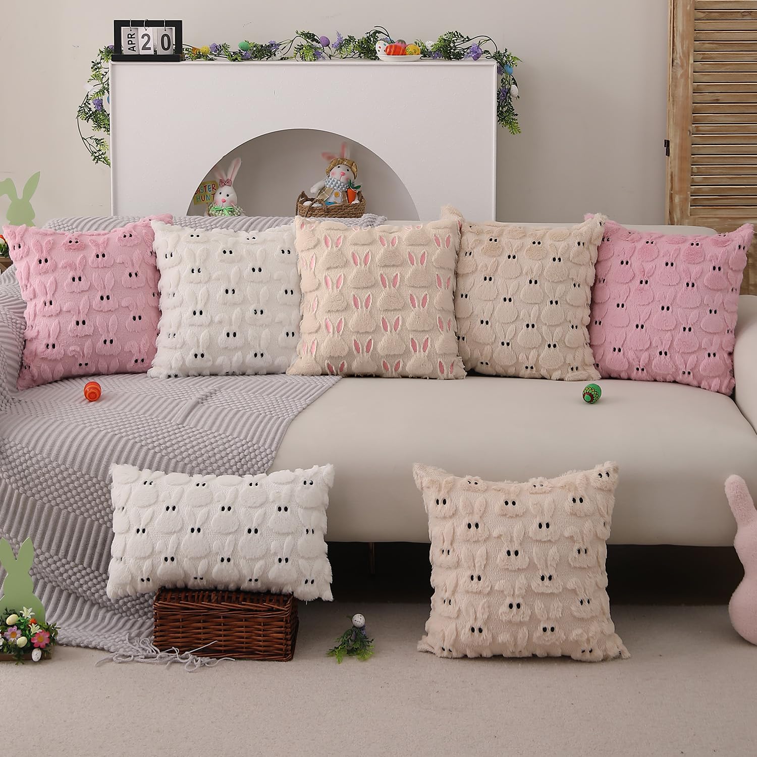 Foto 6 pulgar | Fundas De Almohada Dfxsz Para Pascua, 40 X 40 Cm, Juego De 2 Orejas Rosas, Color Beige - Venta Internacional.