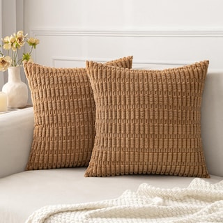 Foto 1 | Funda De Almohada Decorativa De Pana Miulee De 45 X 45 Cm, 2 Unidades, Color Marrón - Venta Internacional.