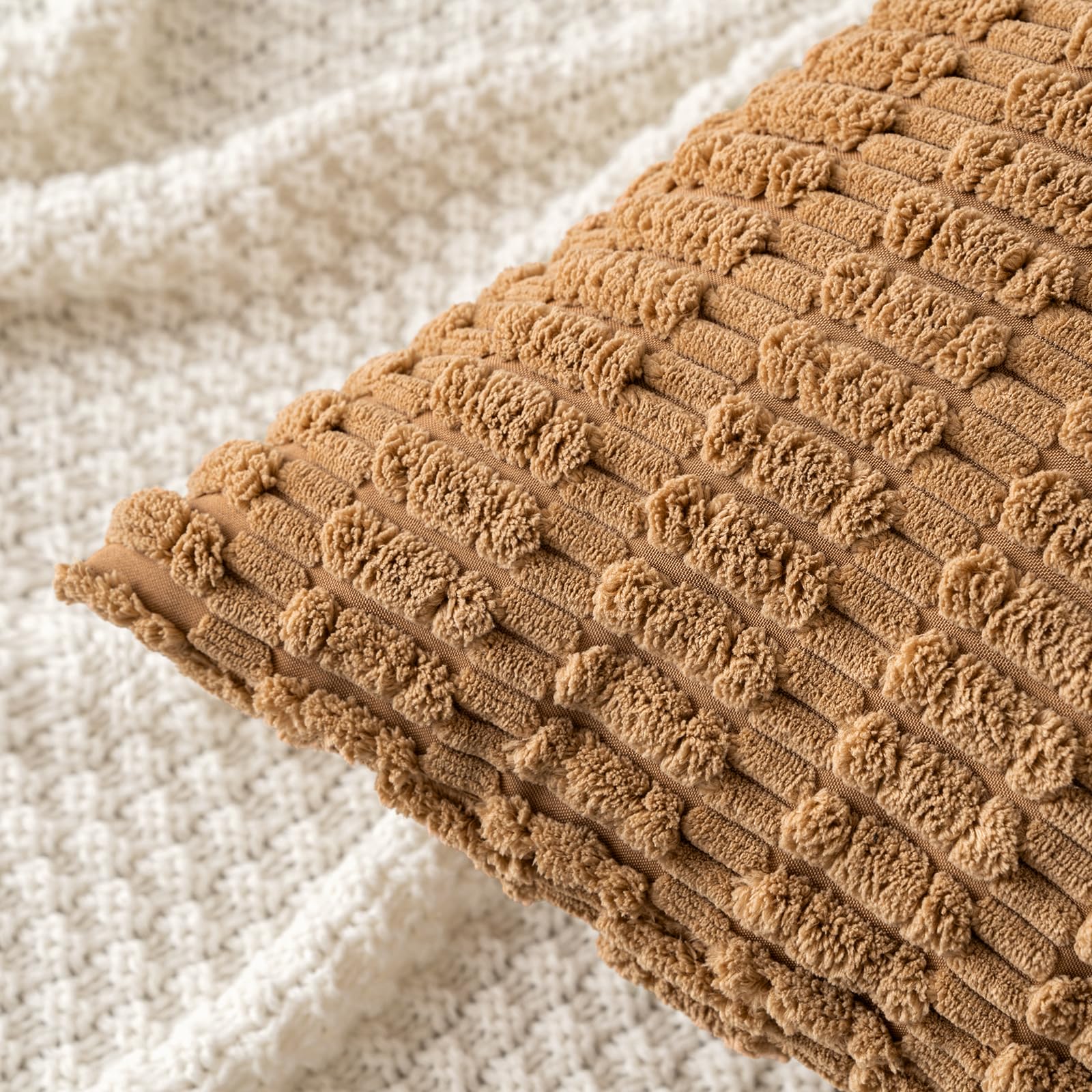 Foto 2 | Funda De Almohada Decorativa De Pana Miulee De 45 X 45 Cm, 2 Unidades, Color Marrón - Venta Internacional.