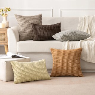 Foto 5 | Funda De Almohada Decorativa De Pana Miulee De 45 X 45 Cm, 2 Unidades, Color Marrón - Venta Internacional.