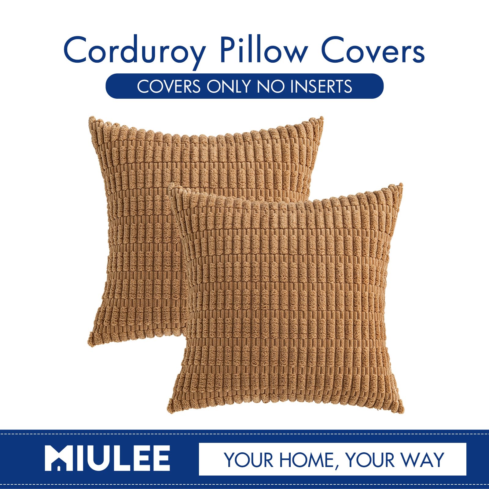 Foto 7 pulgar | Funda De Almohada Decorativa De Pana Miulee De 45 X 45 Cm, 2 Unidades, Color Marrón - Venta Internacional.