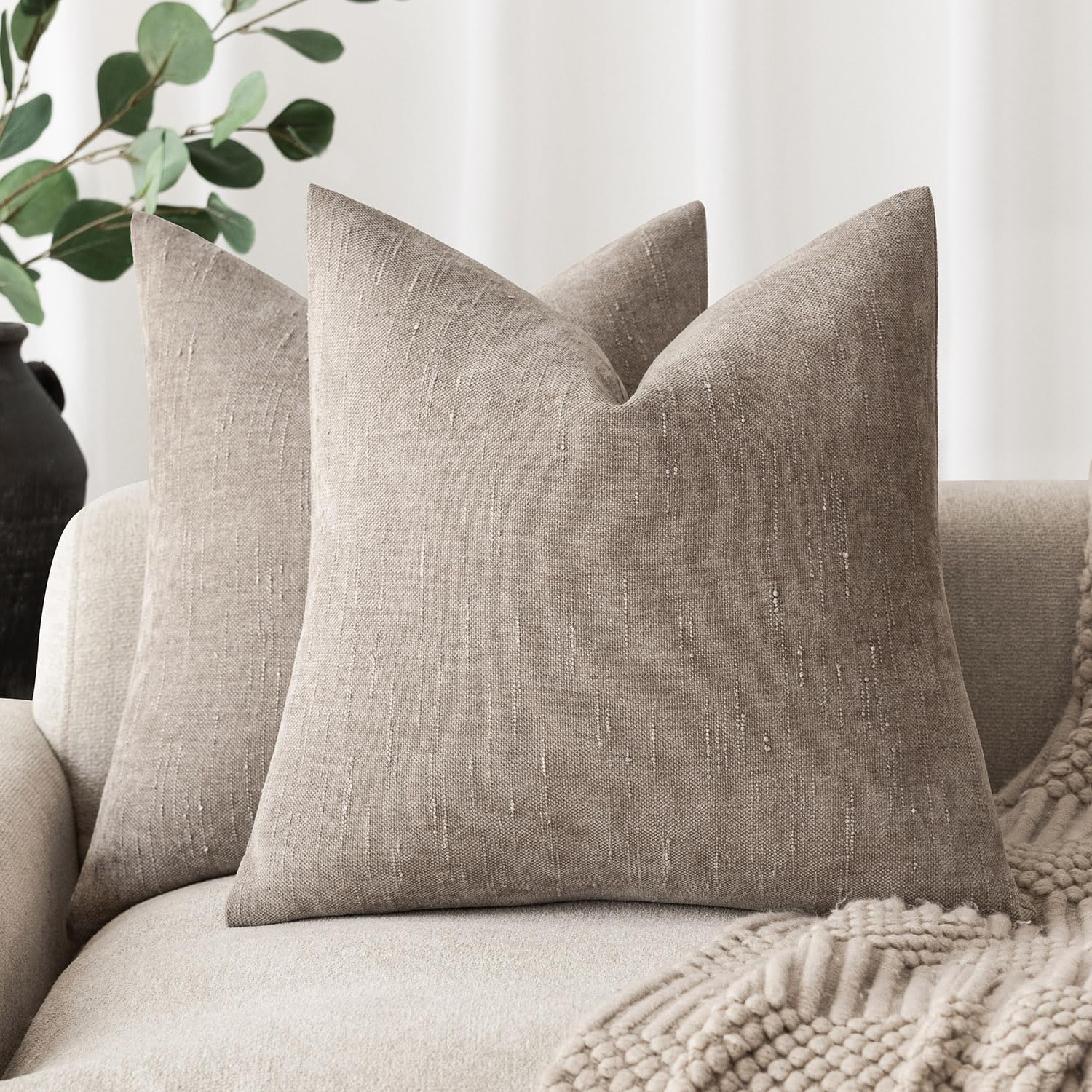 Fundas De Almohada Foindtower Soft Chenille De 40 X 40 Cm, Color Marrón Claro - Venta Internacional.