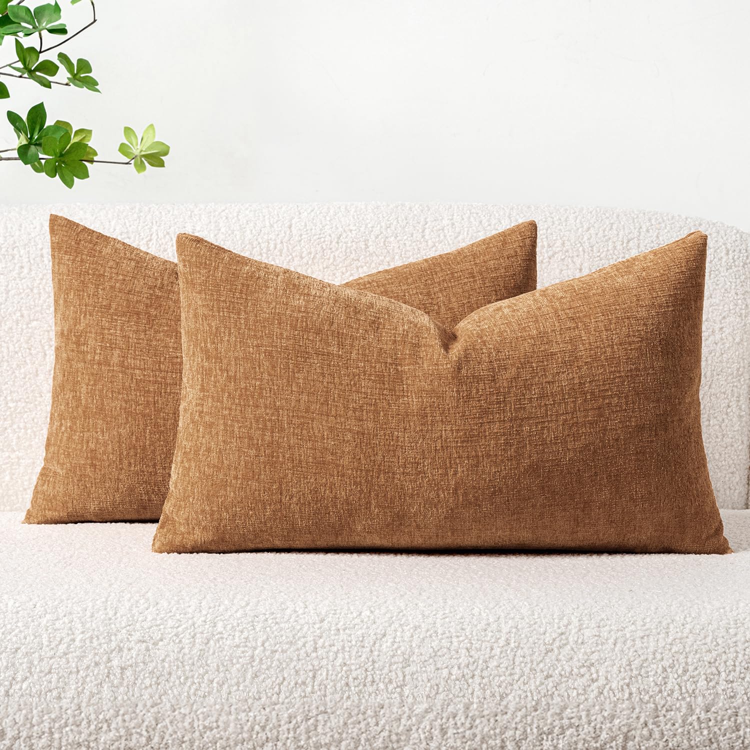 Fundas De Almohada Miulee De Chenilla Marrón, 30 X 50 Cm, Paquete De 2 - Venta Internacional.