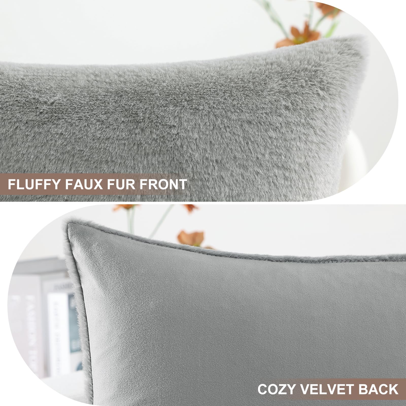Foto 3 | Fundas De Cojín Pallene De Piel Sintética De Felpa, 50,8 X 50,8 Cm, Color Gris - Venta Internacional.