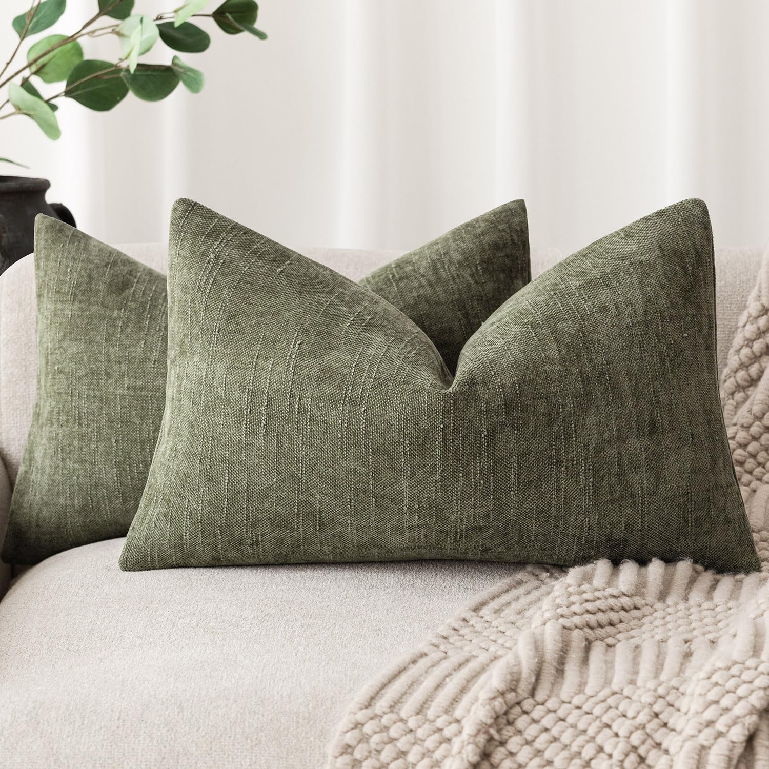 Funda De Almohada Foindtower De Felpilla Texturizada, 30 X 50 Cm, Color Verde Oscuro - Venta Internacional.