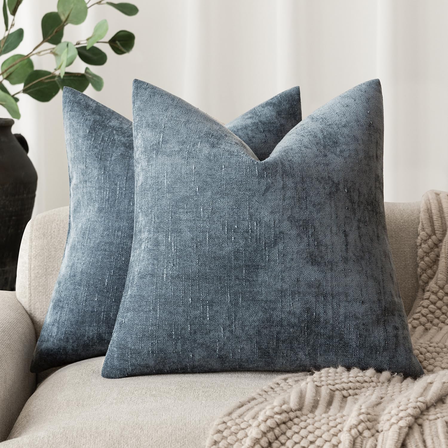Fundas De Almohada Foindtower De Felpilla Con Textura Suave, 40 X 40 Cm, Color Azul - Venta Internacional.