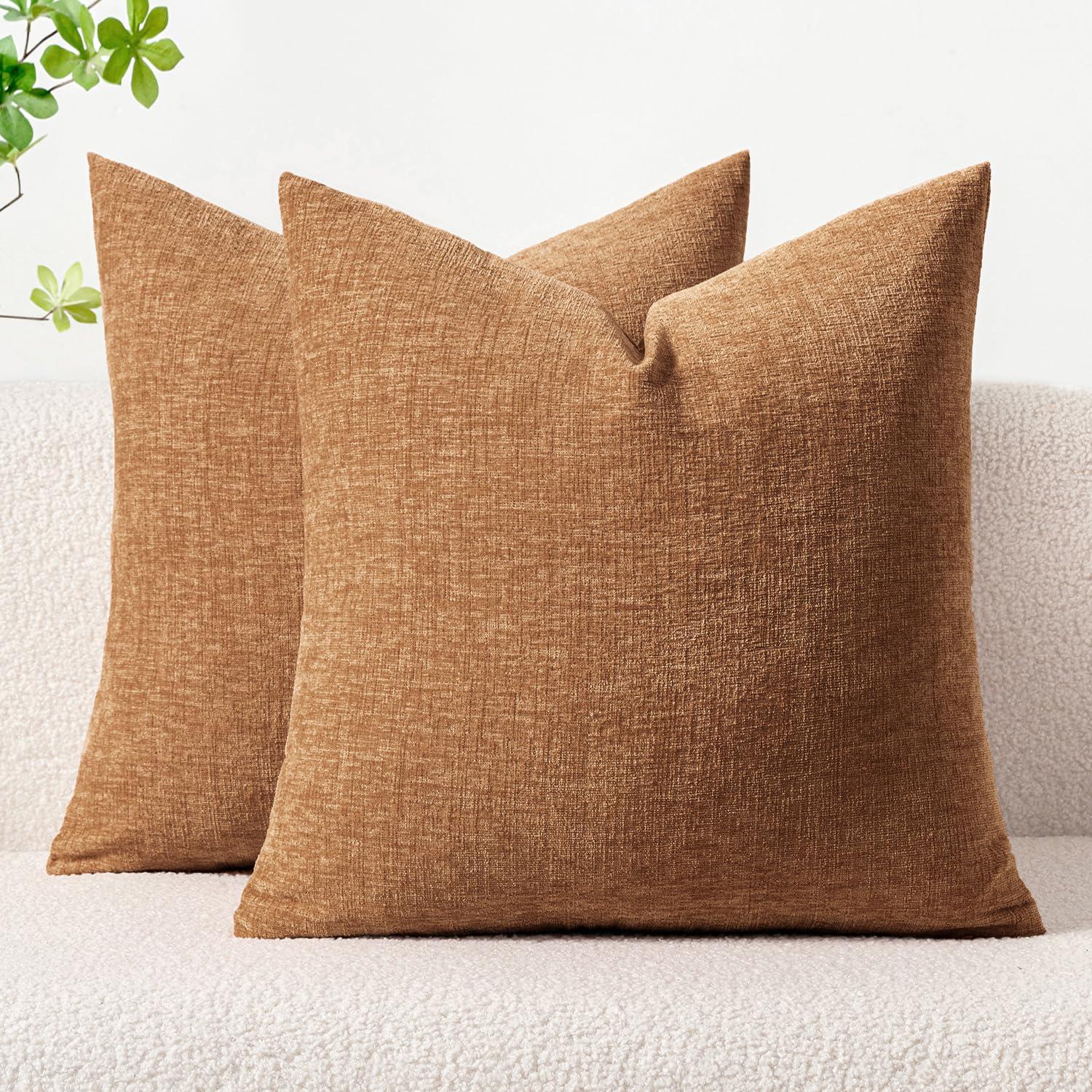 Fundas De Almohada Miulee De Chenilla Marrón, 45 X 45 Cm, Paquete De 2 - Venta Internacional.