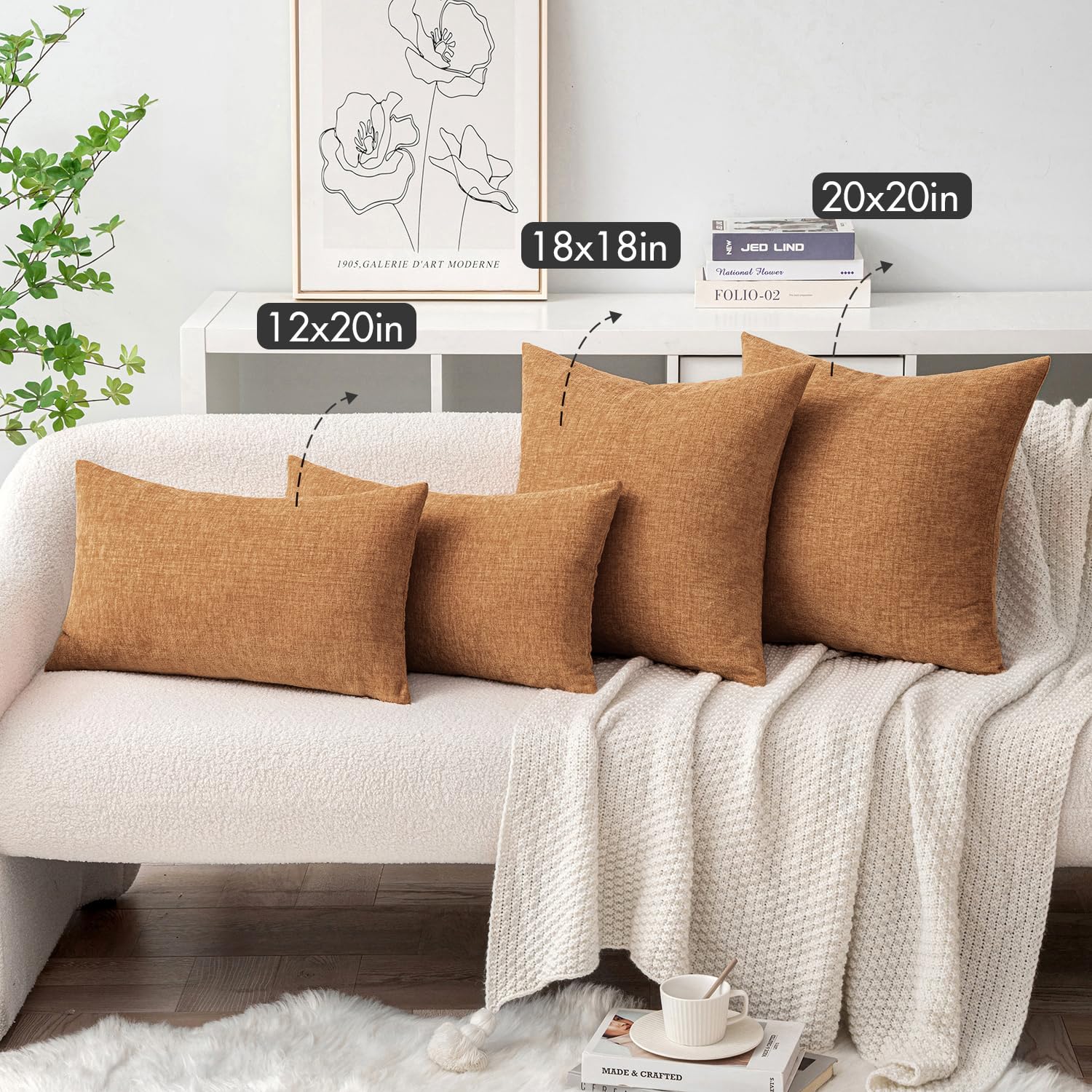 Foto 5 pulgar | Fundas De Almohada Miulee De Chenilla Marrón, 45 X 45 Cm, Paquete De 2 - Venta Internacional.