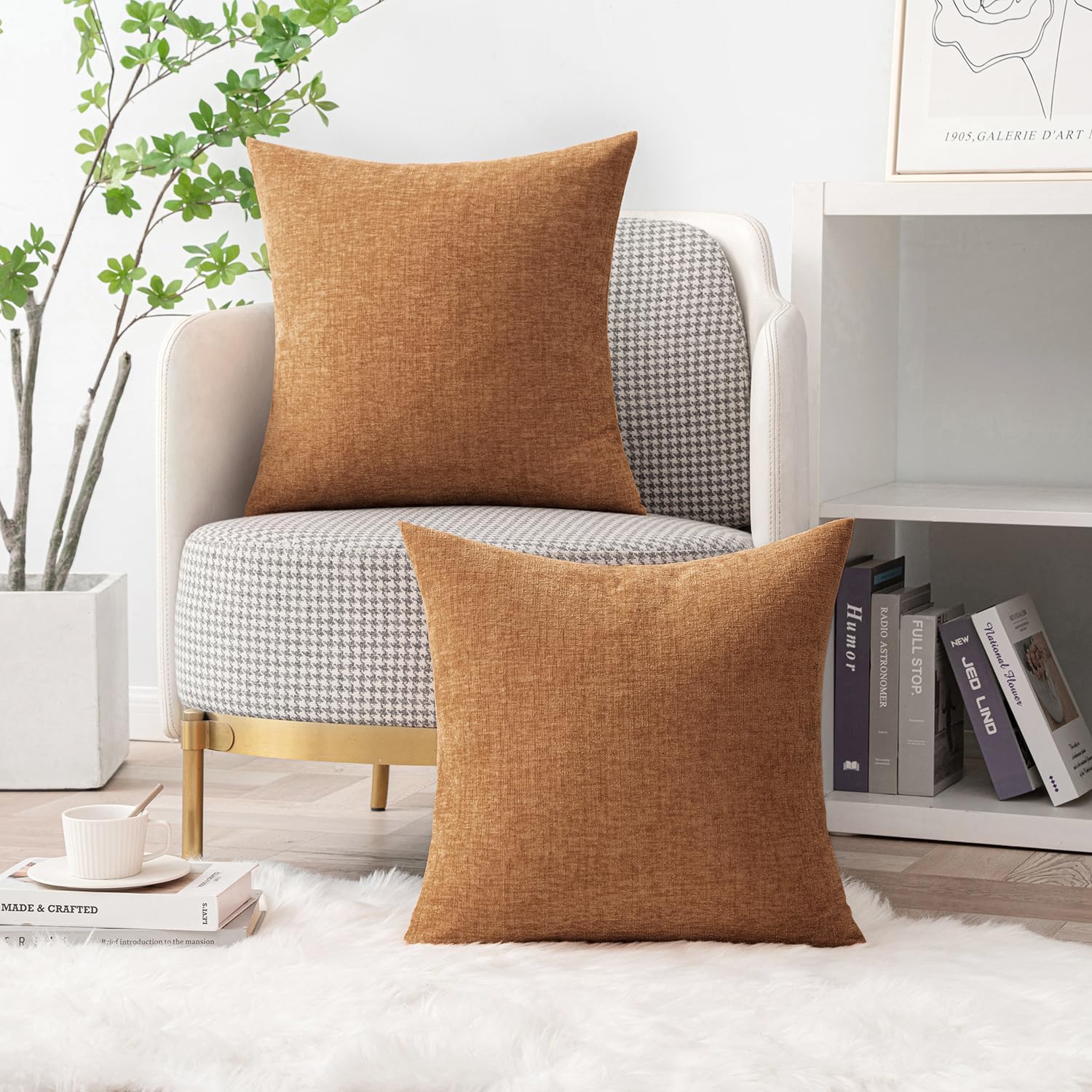 Foto 6 pulgar | Fundas De Almohada Miulee De Chenilla Marrón, 45 X 45 Cm, Paquete De 2 - Venta Internacional.