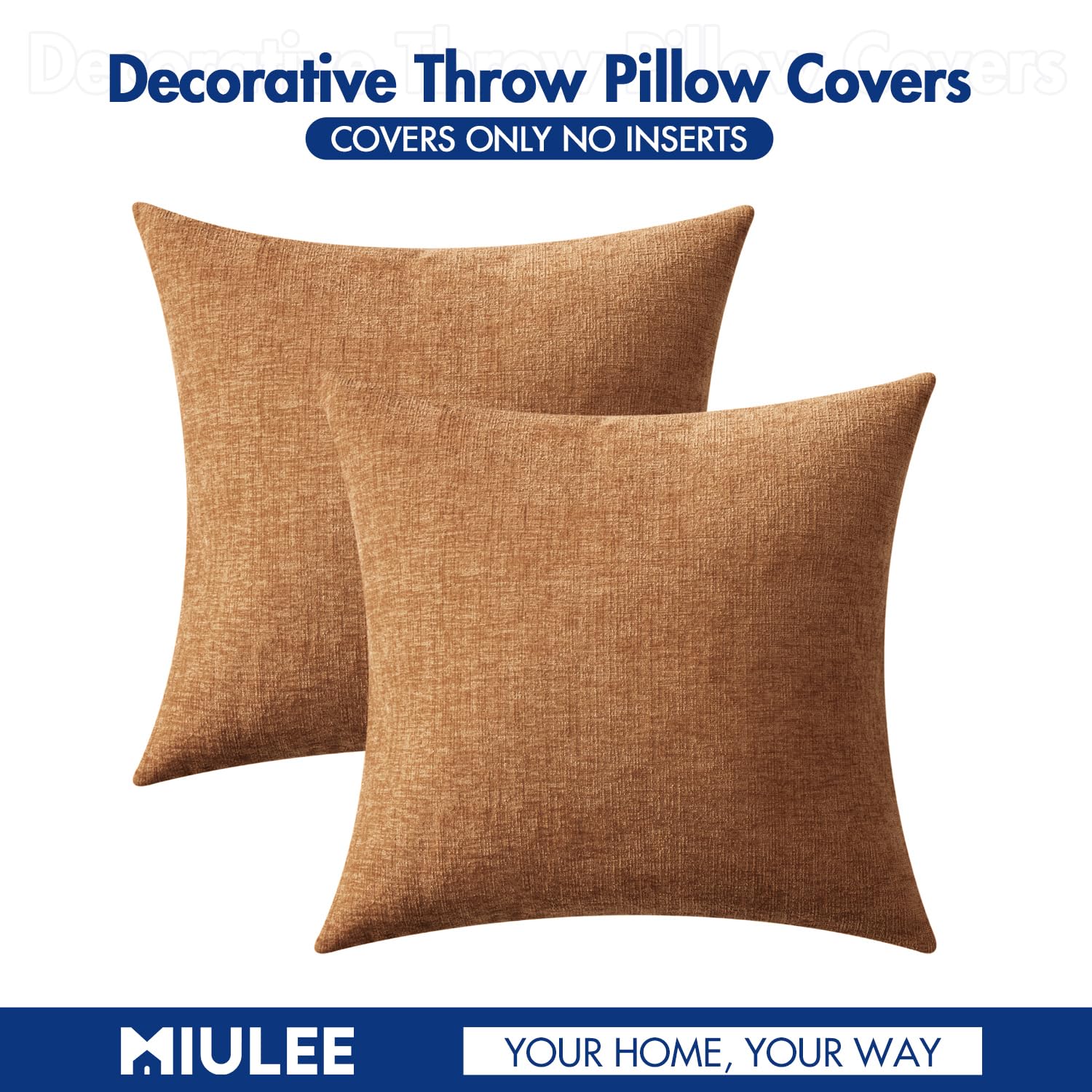 Foto 7 pulgar | Fundas De Almohada Miulee De Chenilla Marrón, 45 X 45 Cm, Paquete De 2 - Venta Internacional.