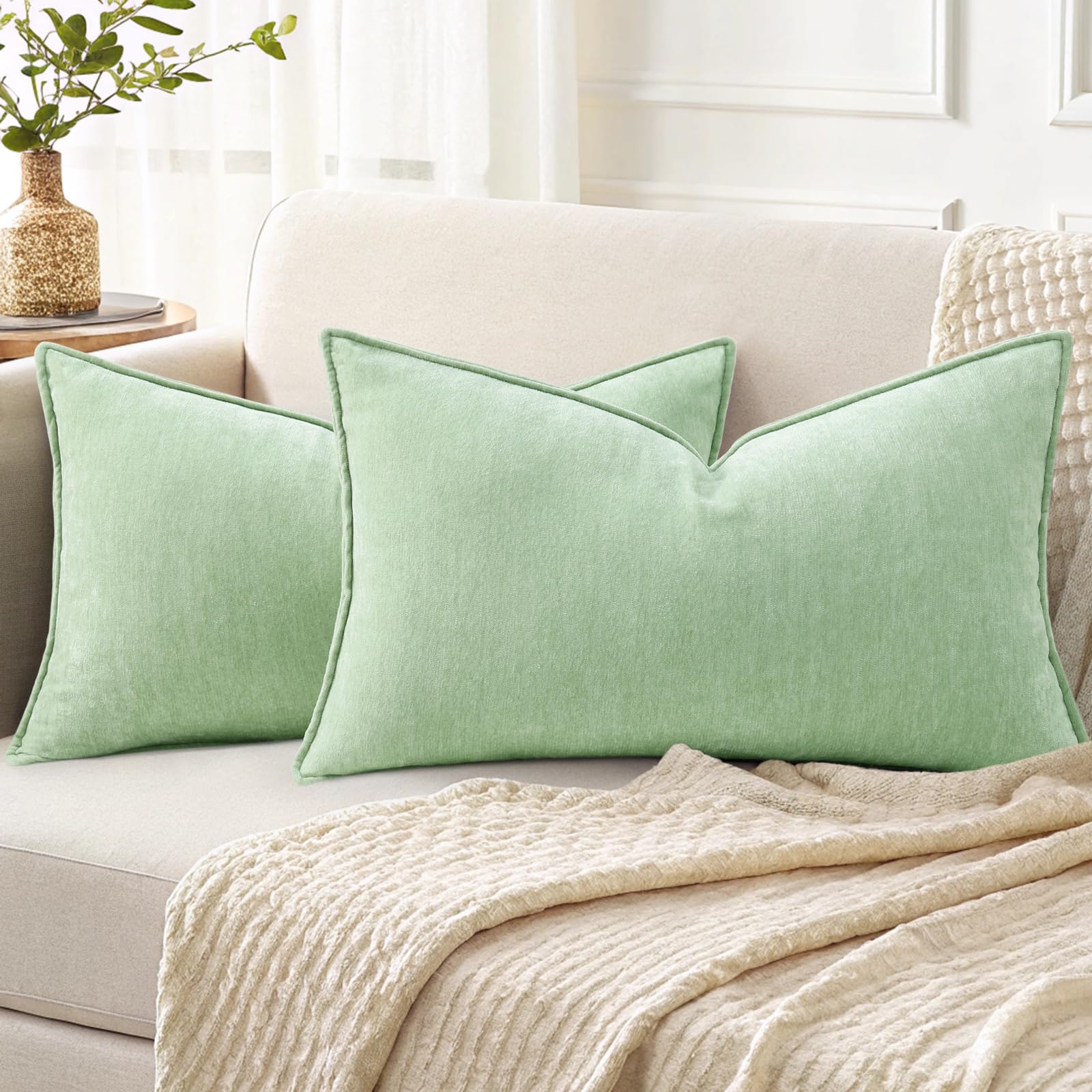 Foto 2 pulgar | Fundas De Almohada Decoruhome Spring Chenille, 30 X 50 Cm, Juego De 2 - Venta Internacional.