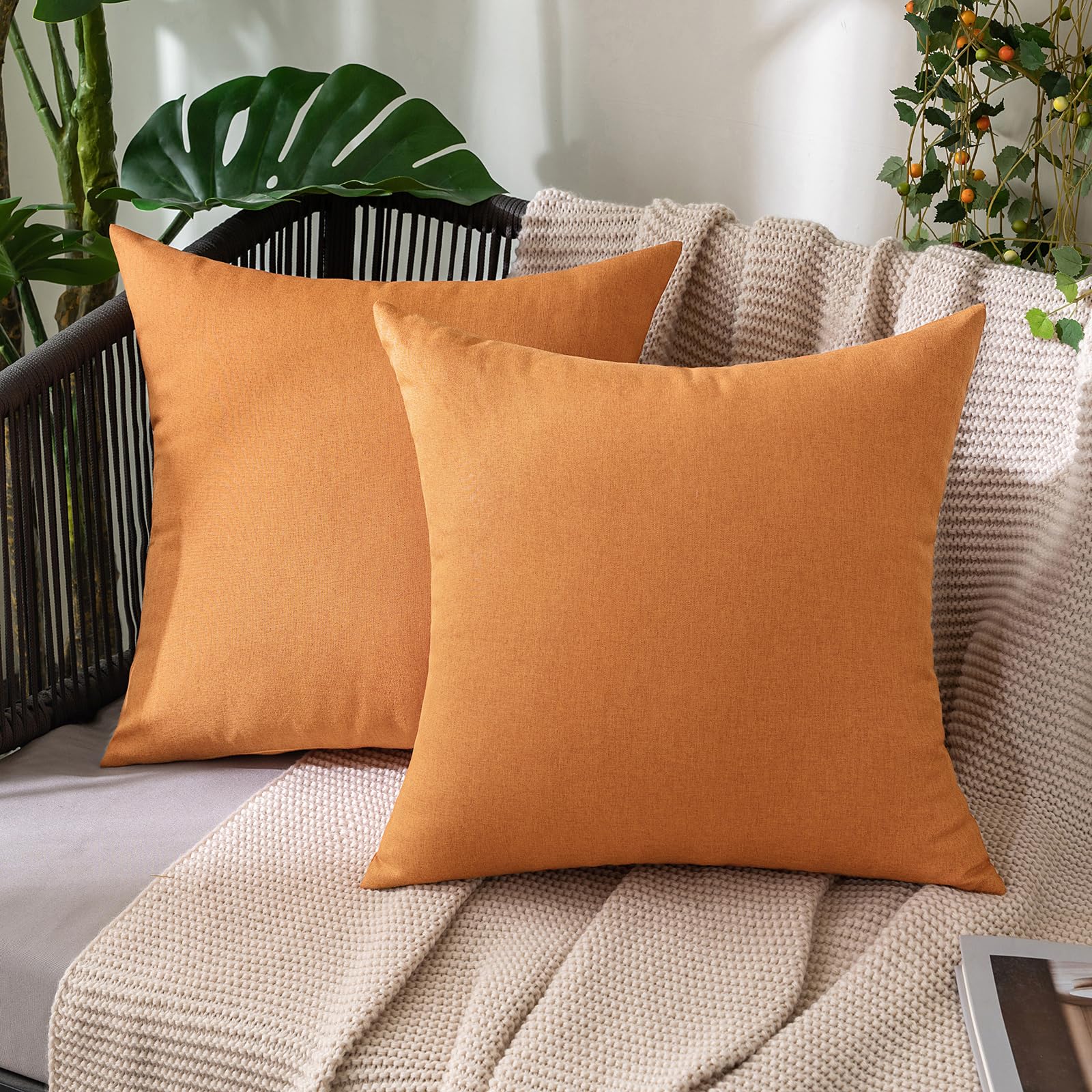 Fundas De Almohada Miulee Impermeables De Lino Sintético 45 X 45 Cm, Color Marrón (2) - Venta Internacional.