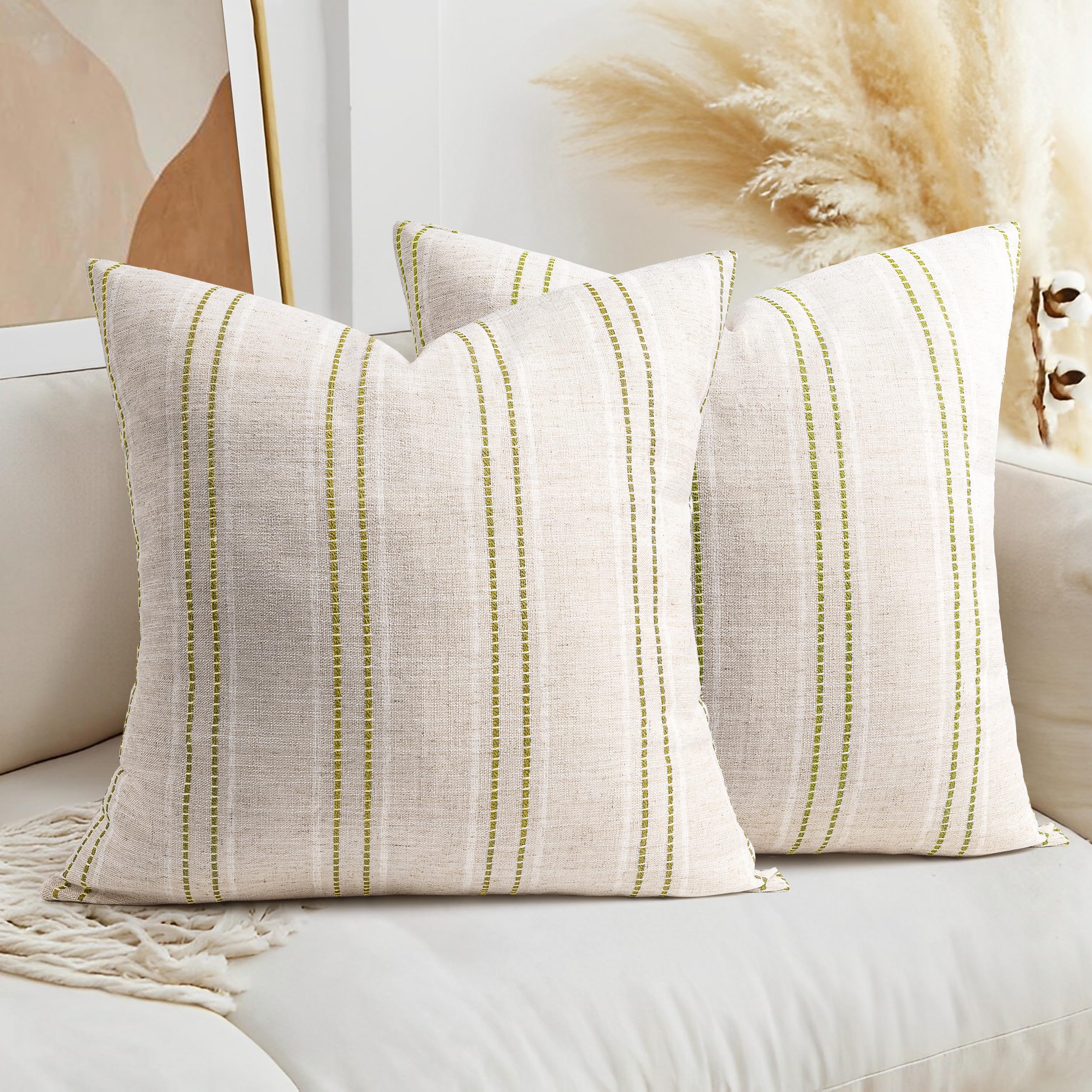 Foto 2 pulgar | Fundas De Almohada Aels Decorative Farmhouse De Lino De 55 X 55 Cm, Color Beige - Venta Internacional.