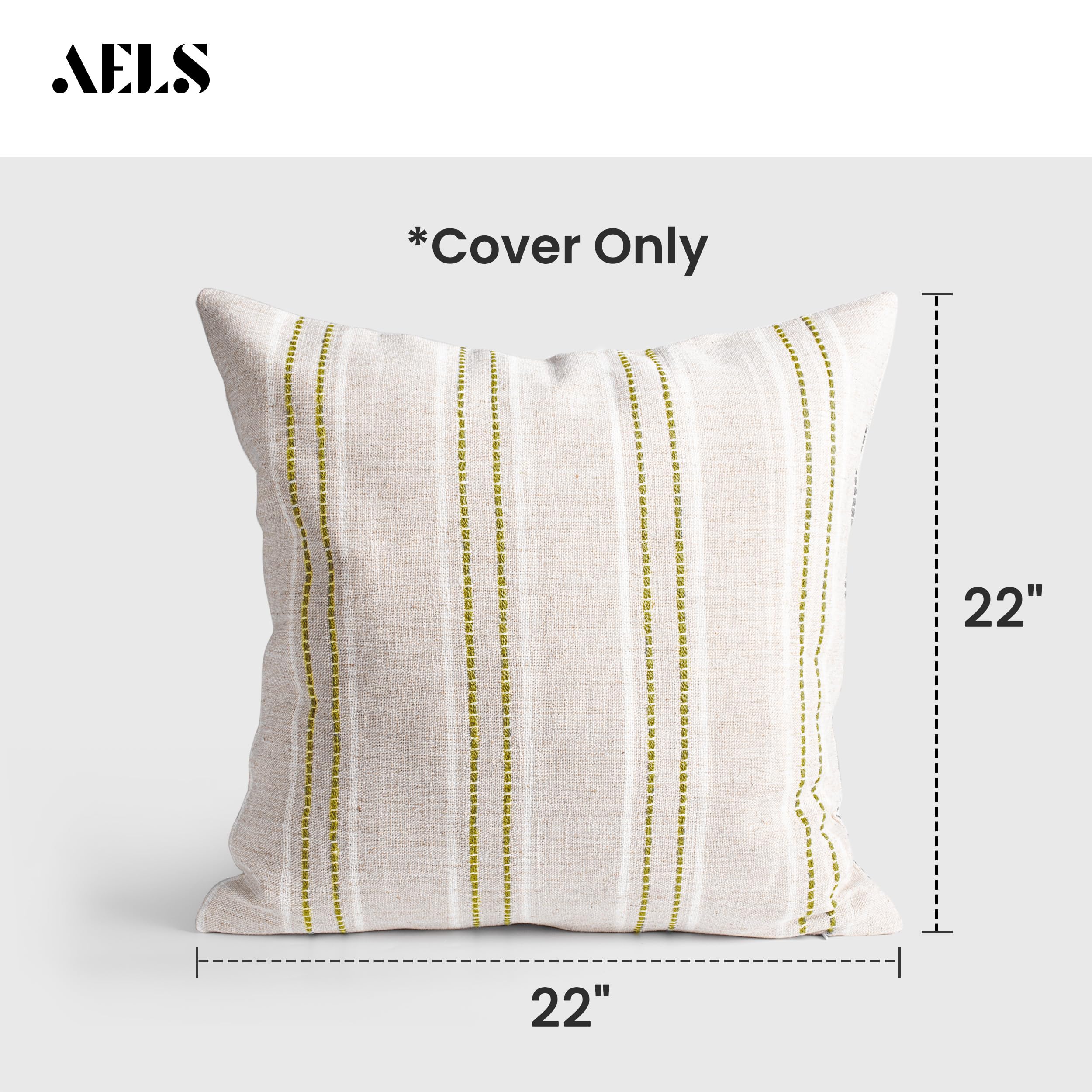 Foto 3 pulgar | Fundas De Almohada Aels Decorative Farmhouse De Lino De 55 X 55 Cm, Color Beige - Venta Internacional.