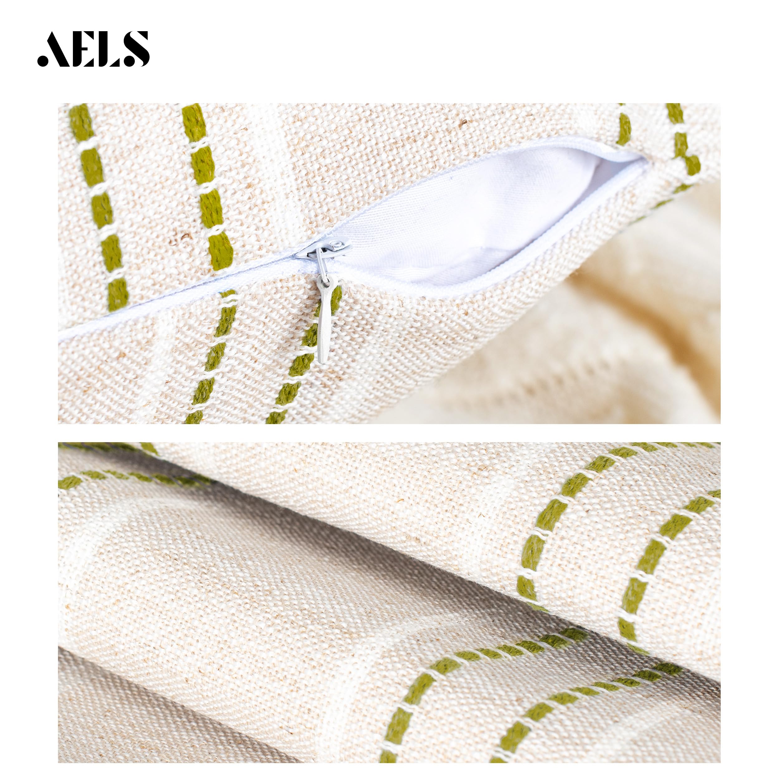 Foto 4 pulgar | Fundas De Almohada Aels Decorative Farmhouse De Lino De 55 X 55 Cm, Color Beige - Venta Internacional.