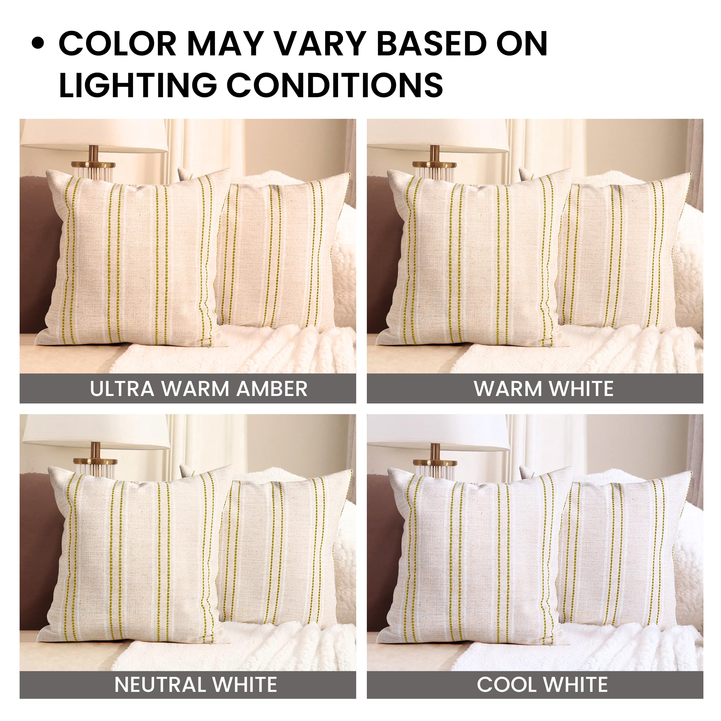 Foto 5 pulgar | Fundas De Almohada Aels Decorative Farmhouse De Lino De 55 X 55 Cm, Color Beige - Venta Internacional.