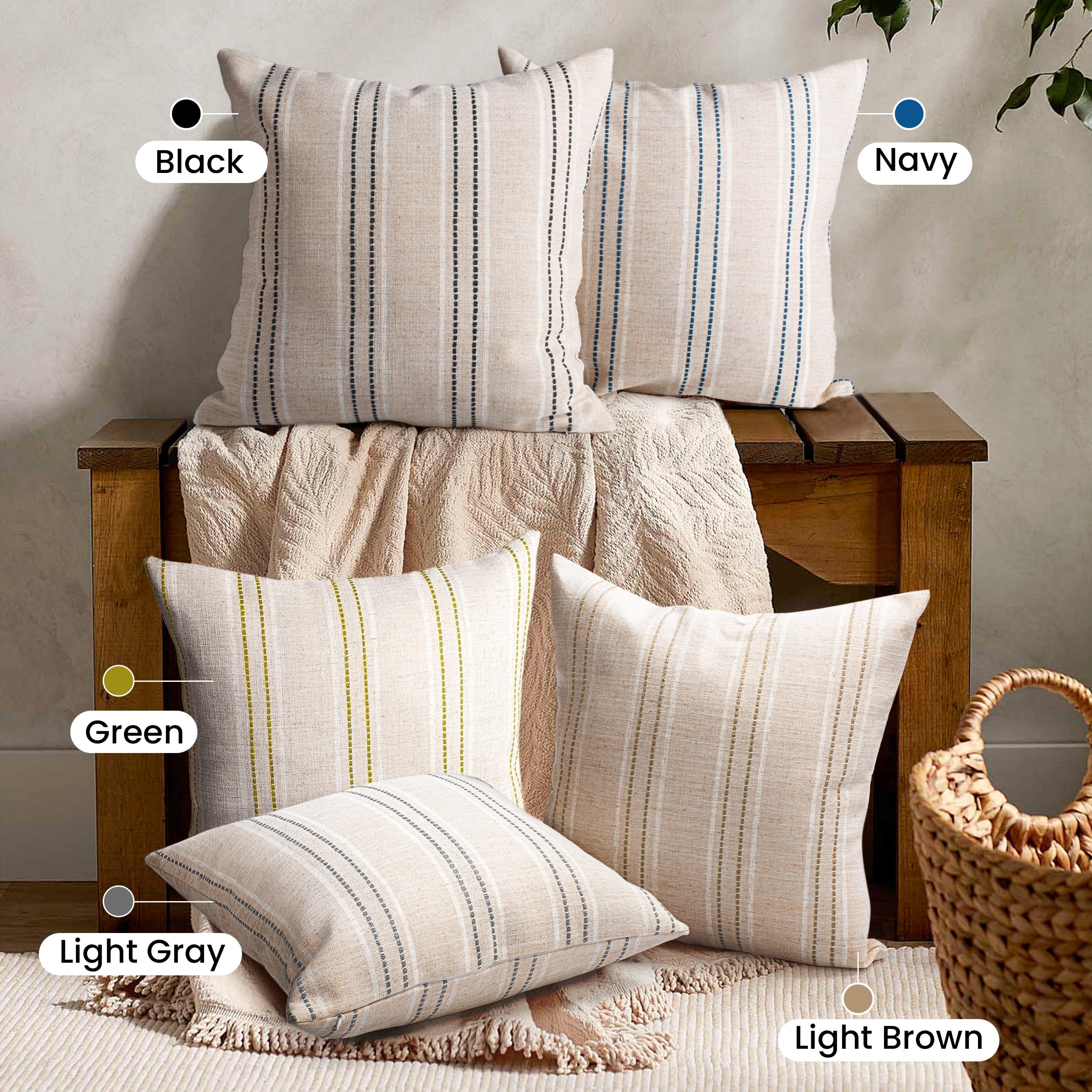 Foto 7 pulgar | Fundas De Almohada Aels Decorative Farmhouse De Lino De 55 X 55 Cm, Color Beige - Venta Internacional.