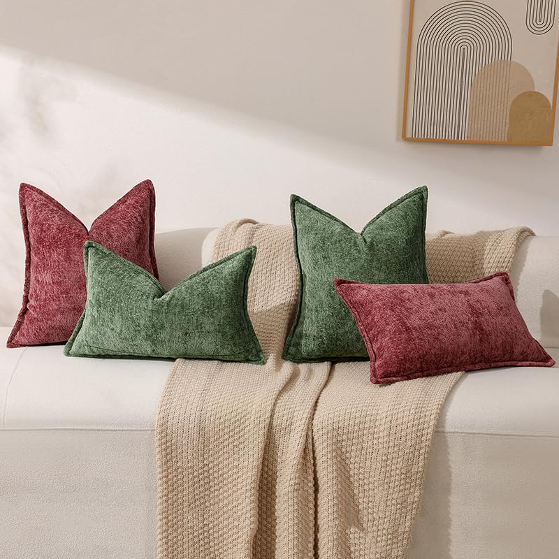 Foto 5 | Fundas De Cojín Dezene De Chenilla Verde Bosque De 40 X 40 Cm (paquete De 2) - Venta Internacional.