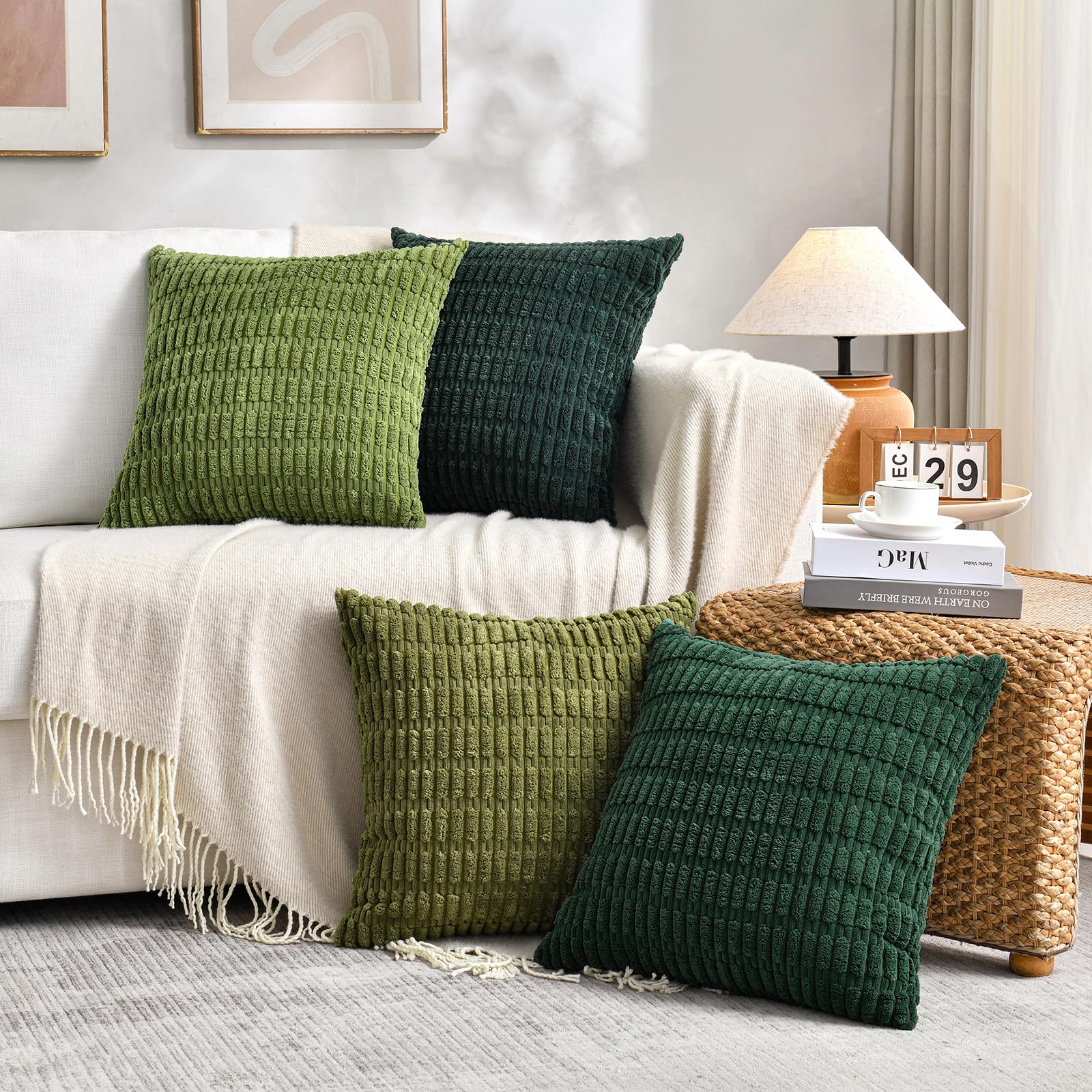 Foto 6 | Juego De 4 Fundas De Cojín Fancy Homi Green Spring De 30 Cm - Venta Internacional.