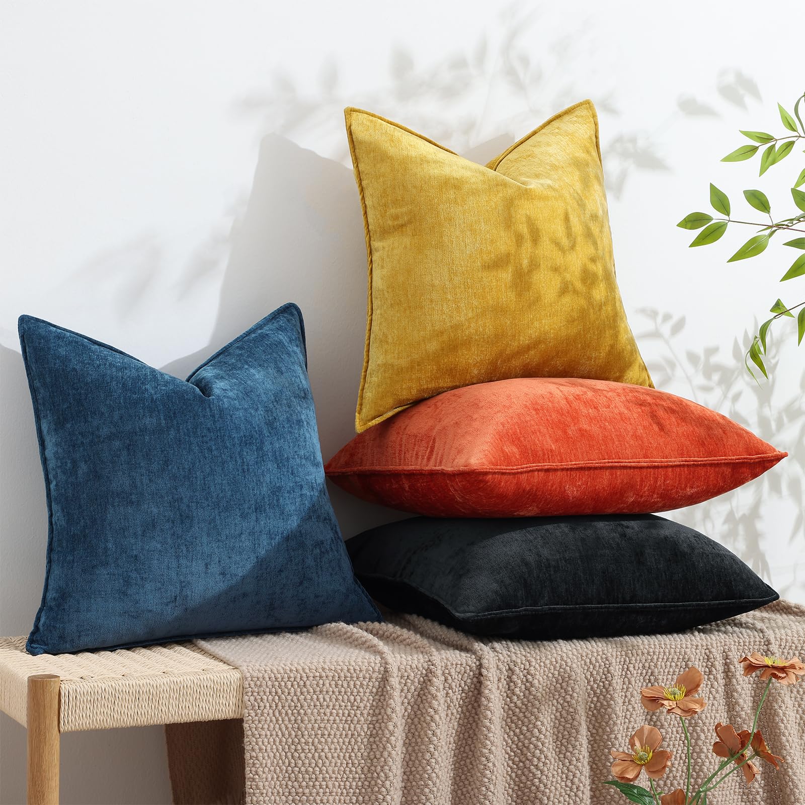 Foto 6 pulgar | Fundas De Almohada Decoruhome Chenille, 16 X 16 Cm, Juego De 2 Unidades, Color Amarillo Mineral - Venta Internacional.