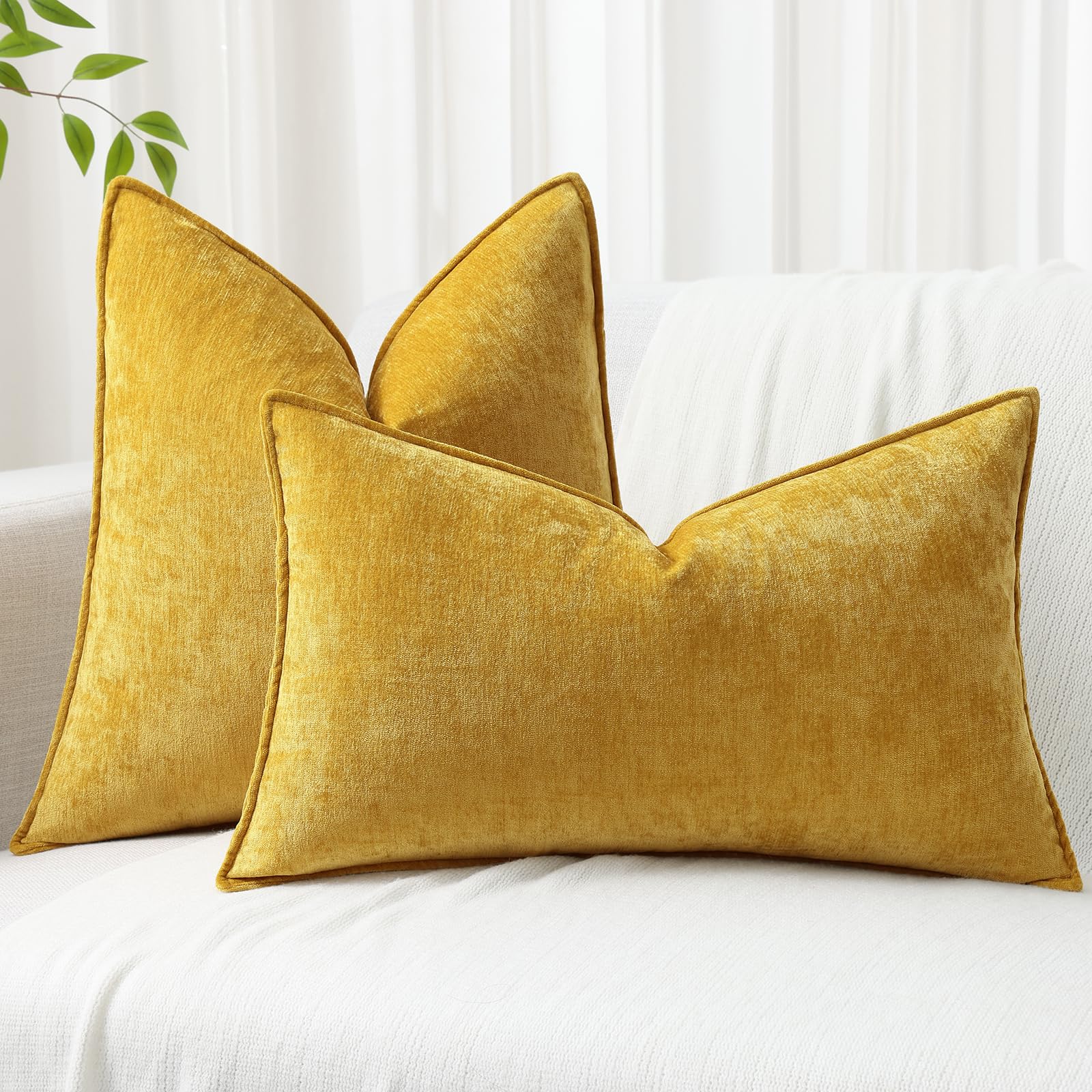 Foto 8 pulgar | Fundas De Almohada Decoruhome Chenille, 16 X 16 Cm, Juego De 2 Unidades, Color Amarillo Mineral - Venta Internacional.