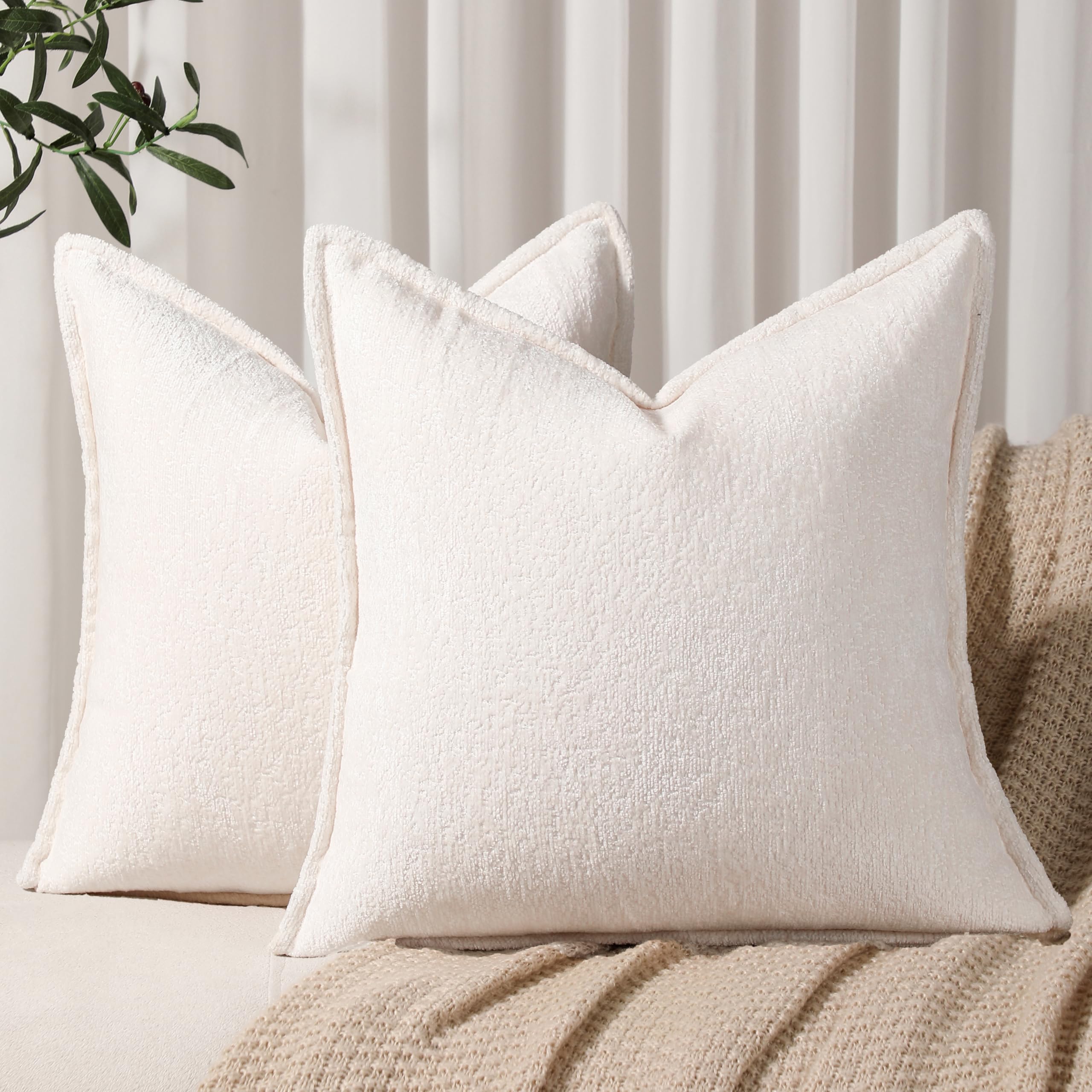 Fundas De Cojín Dezene De Chenilla Blanca Crema De 40 X 40 Cm (paquete De 2) - Venta Internacional.