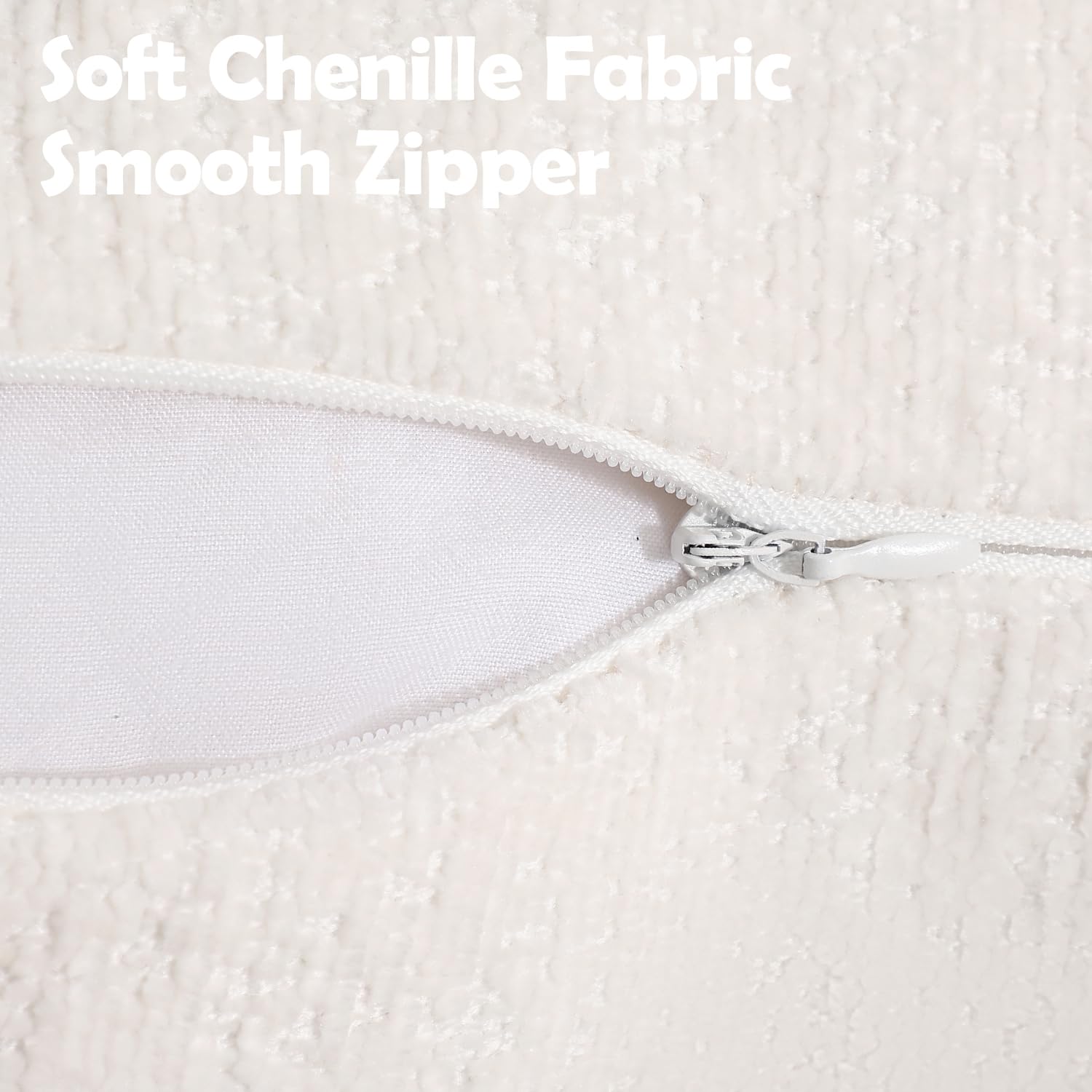 Foto 3 | Fundas De Cojín Dezene De Chenilla Blanca Crema De 40 X 40 Cm (paquete De 2) - Venta Internacional.