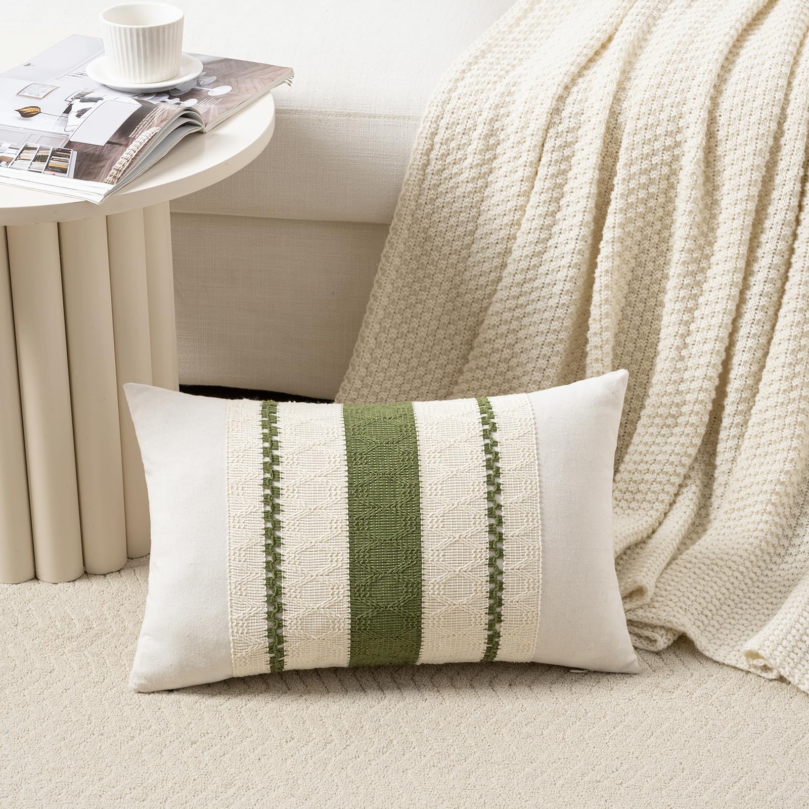 Foto 3 pulgar | Funda De Almohada Fancy Homi Boho, Verde Musgo, 35 X 60 Cm, Juego De 2 - Venta Internacional.