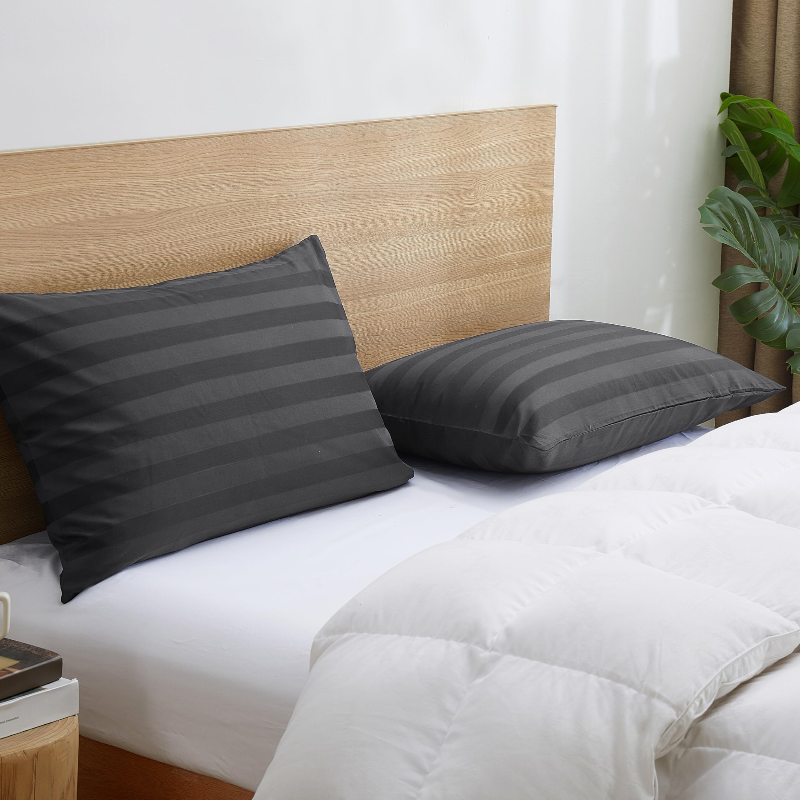 Protectores De Almohada Shunjie.home, 100% Algodón, Satén De 600 Hilos, Paquete De 4 Unidades - Venta Internacional.
