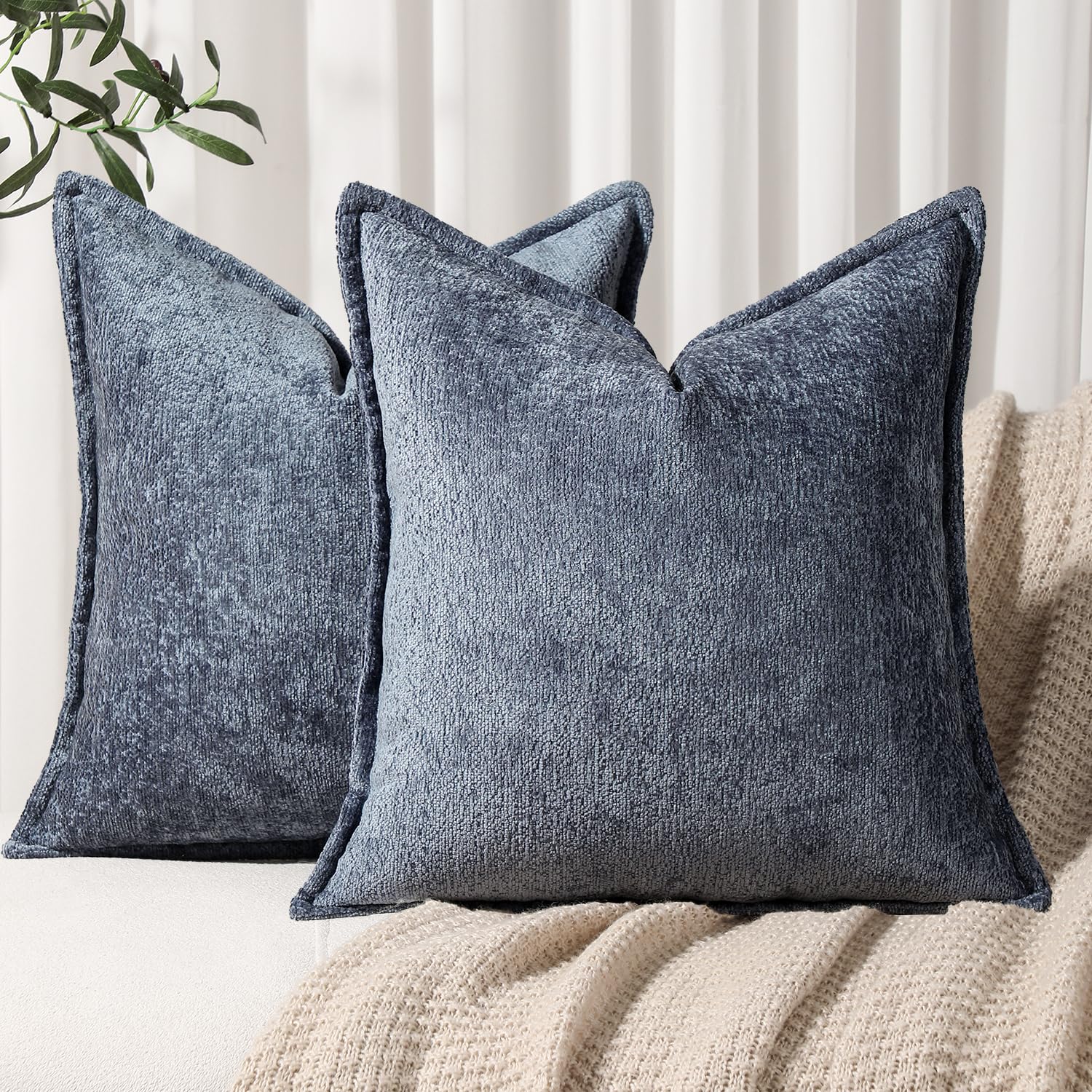 Fundas De Cojín Decorativas Dezene, Color Azul Marino, 40 X 40 Cm, Paquete De 2 - Venta Internacional.