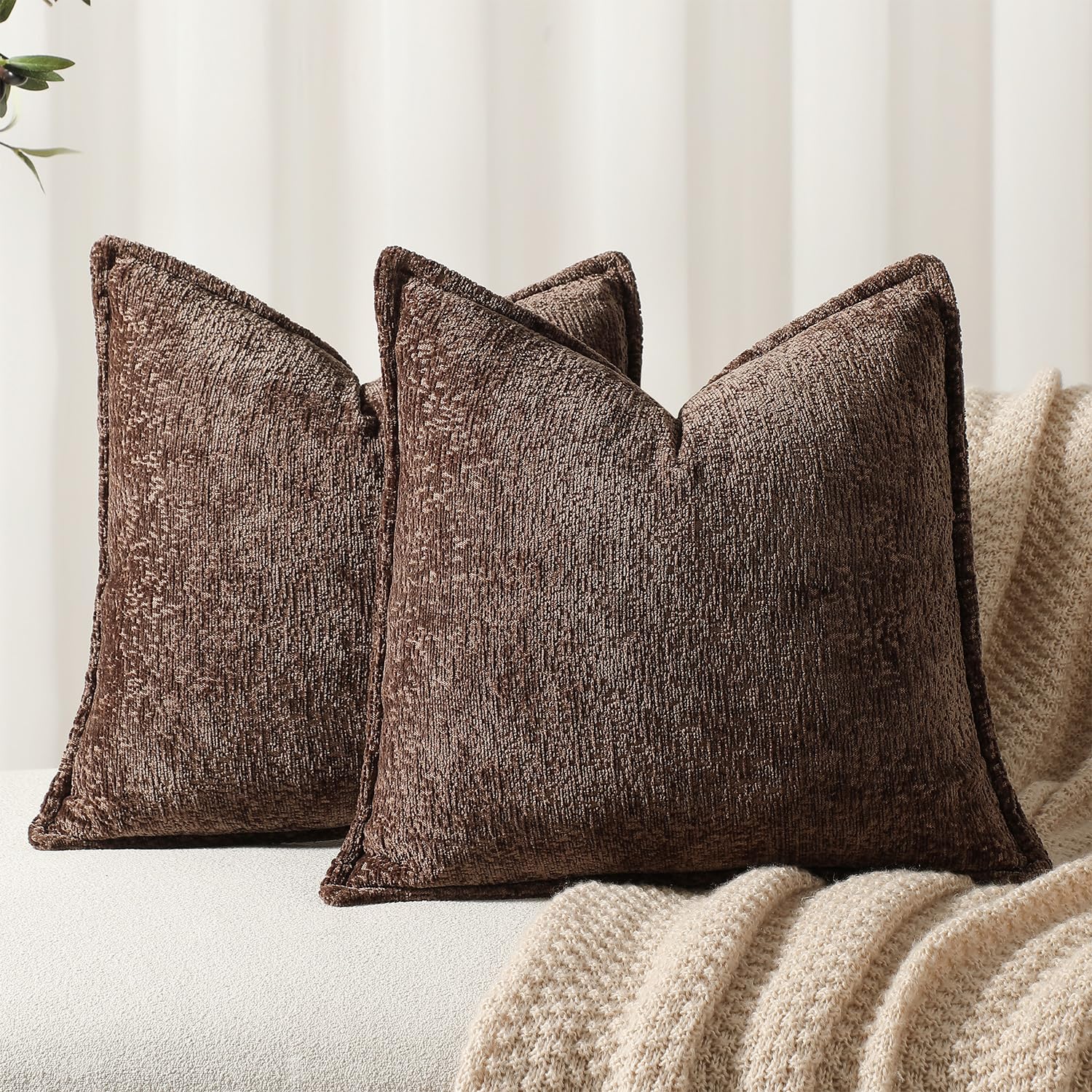 Fundas De Cojín Dezene, Color Marrón Chocolate, 40 X 40 Cm, Paquete De 2 - Venta Internacional.