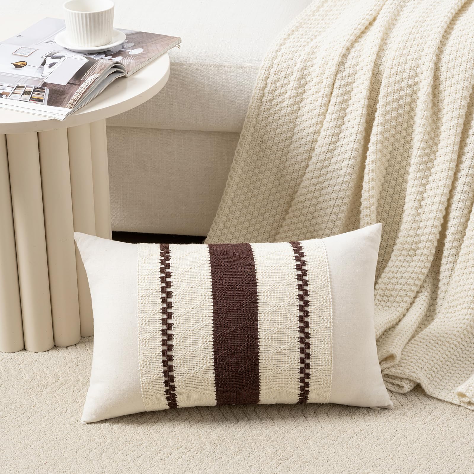 Foto 2 | Funda De Almohada Fancy Homi, Marrón Bohemio, Lumbar, Larga, 35 X 60 Cm, Juego De 2 - Venta Internacional.