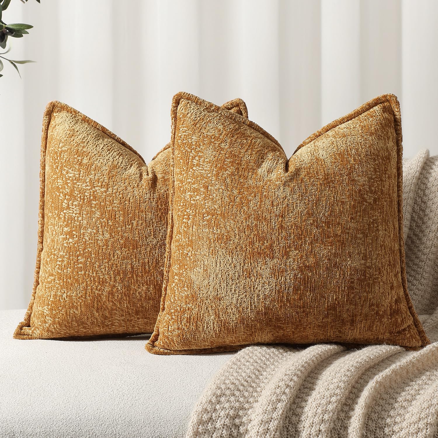 Foto 1 | Fundas De Cojín Dezene, Color Marrón Dorado, 40 X 40 Cm, Paquete De 2 - Venta Internacional.