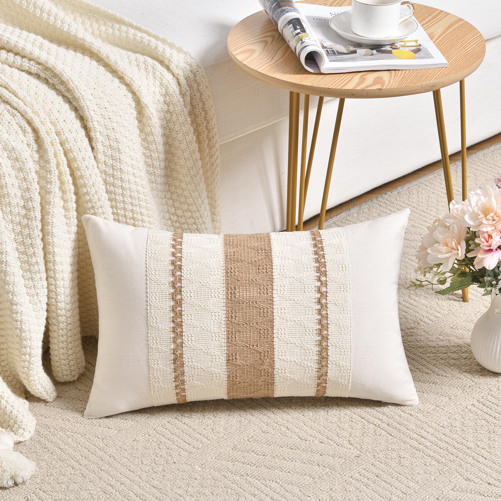 Foto 2 | Juego De 2 Fundas De Almohada Fancy Homi Boho, Algodón Neutro, 35 X 60 Cm - Venta Internacional.